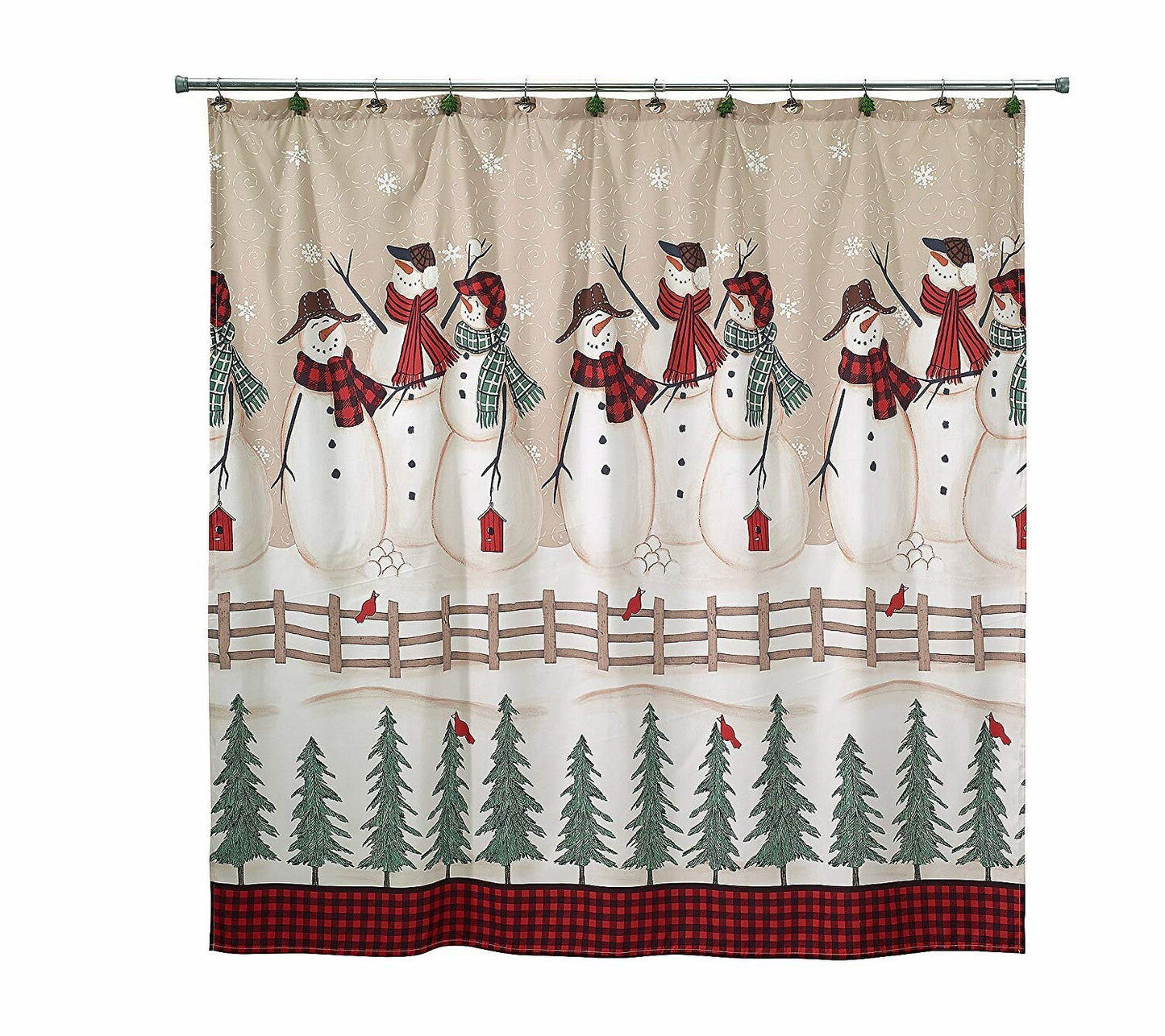 Fabric Shower Curtain 72" Snowmen Gathering Collection