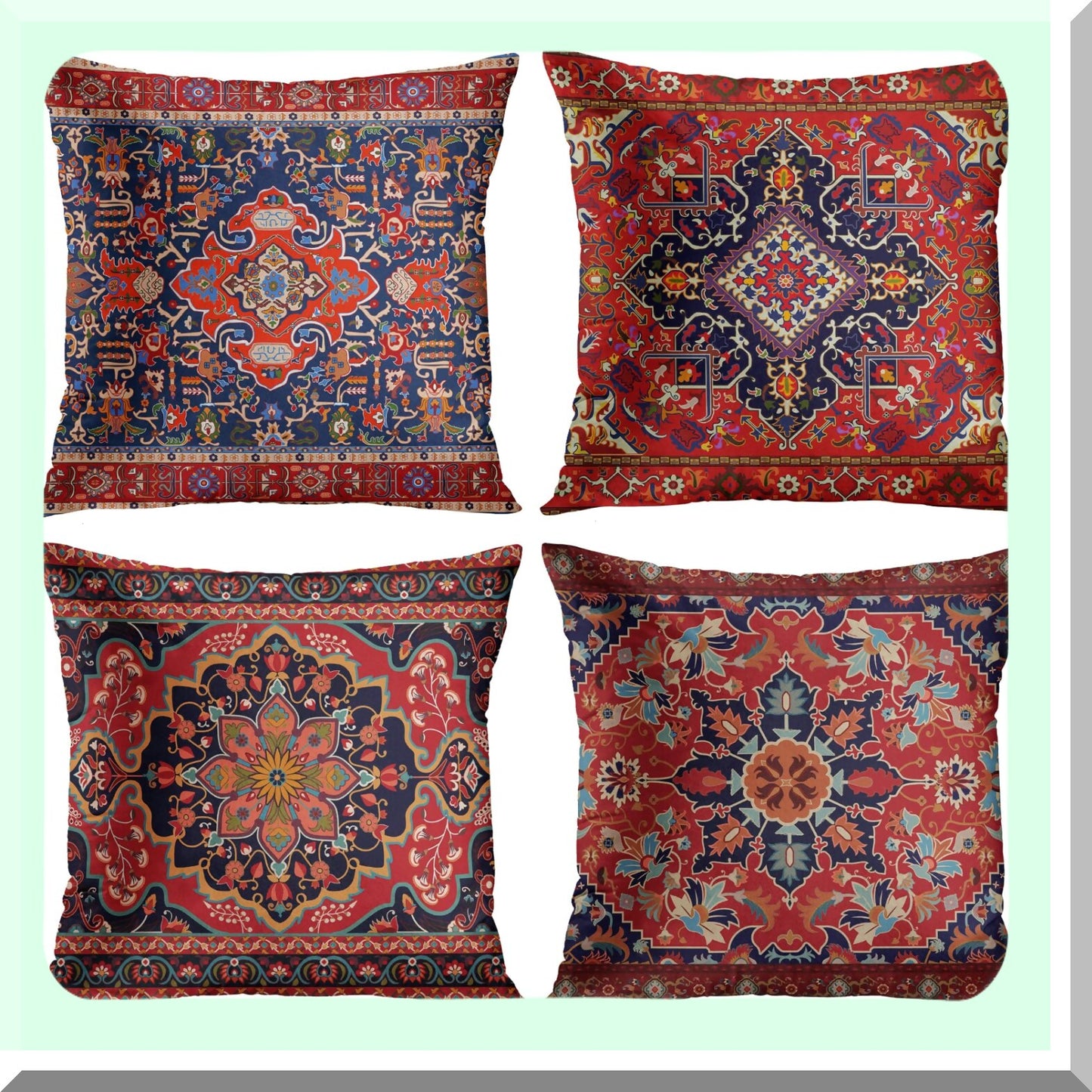 Tribal Chic Pillowcase Set - Retro Ethnic Home Decor Cushion Covers 18x18 - Sofa Couch Throw Pillow Covers - Decorative Pillowcases Set of 4