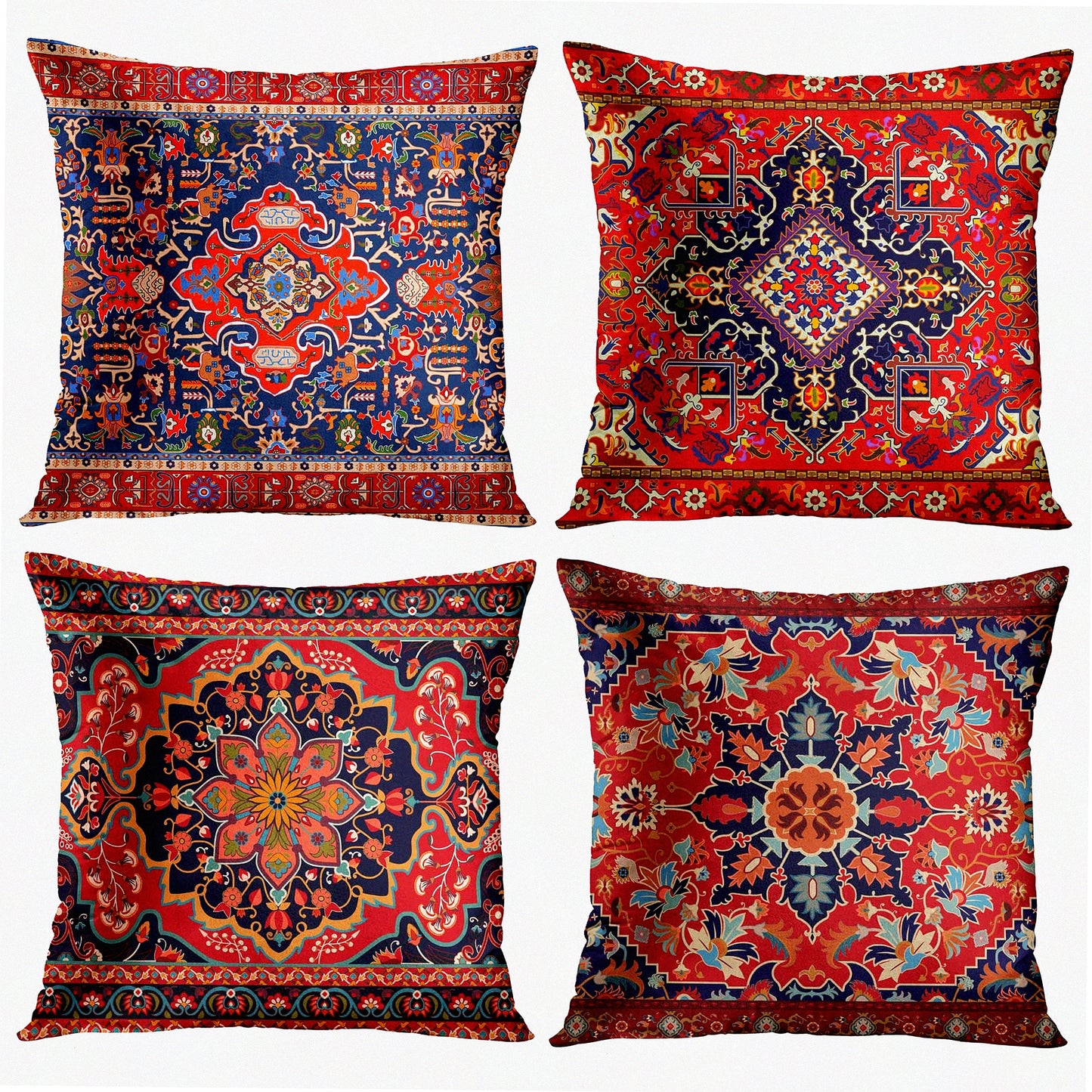 Tribal Chic Pillowcase Set - Retro Ethnic Home Decor Cushion Covers 18x18 - Sofa Couch Throw Pillow Covers - Decorative Pillowcases Set of 4