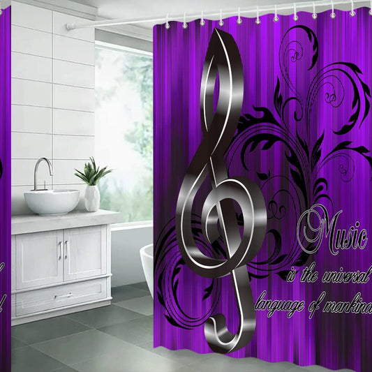 Music Shower Curtain with Hooks 70x70 inches