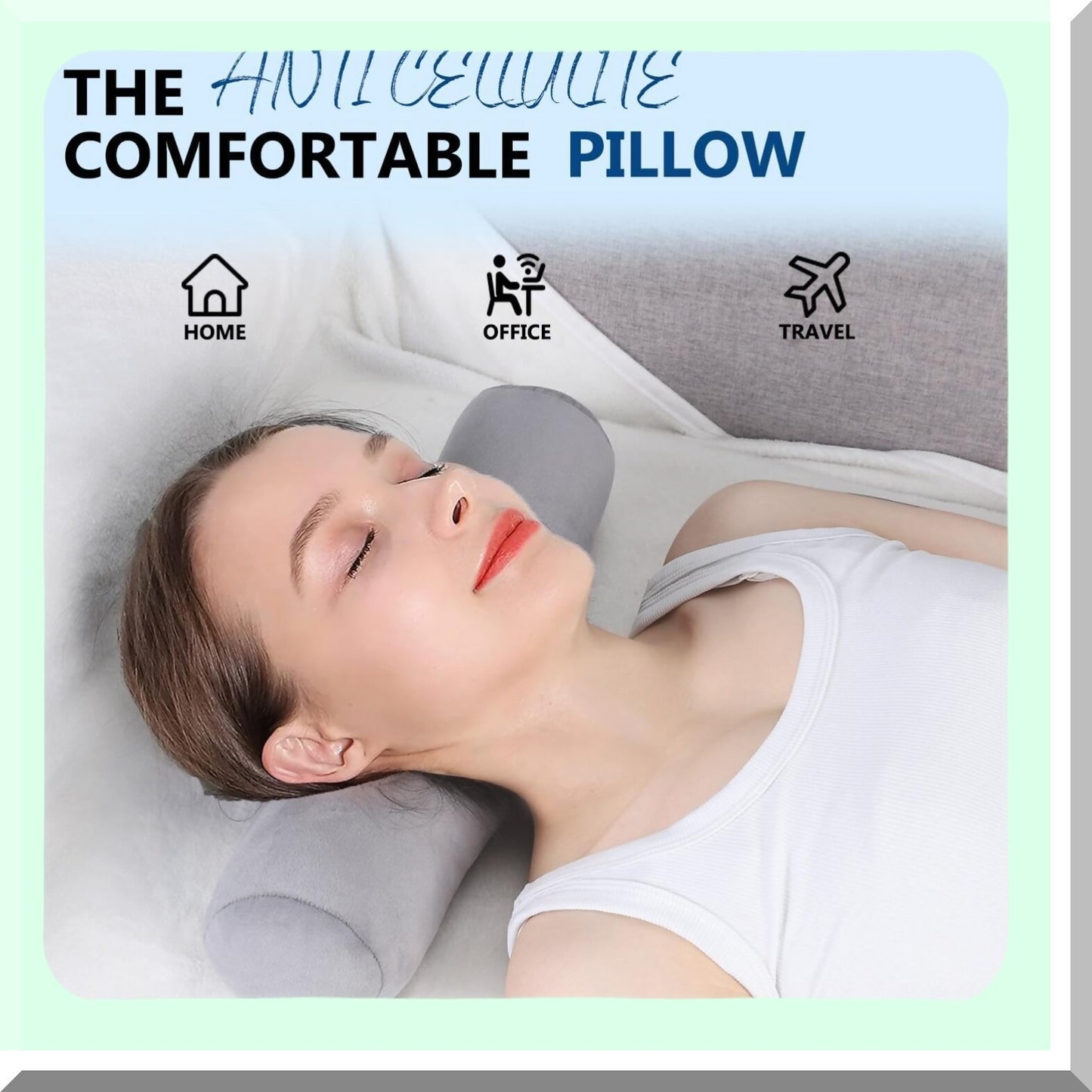 ComfortMax Cervical Support Pillow - Large Round Bolster for Neck, Back, Legs & Yoga - Grey Resilient Neck Roll for Comfortable Sleep