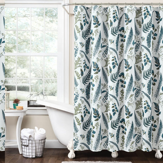 Devonia Allover Shower Curtain 72"x72" White Green