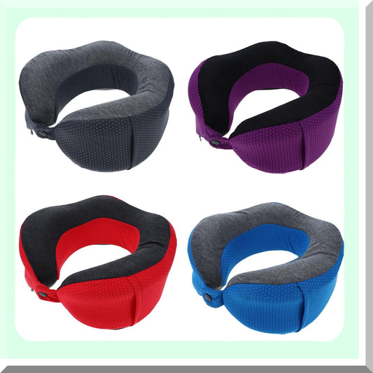 CoolWave Memory Foam Neck Support Pillow - Contoured Design for Airplane Travel - Cooling Technology for Ultimate Comfort - Assorted Colors