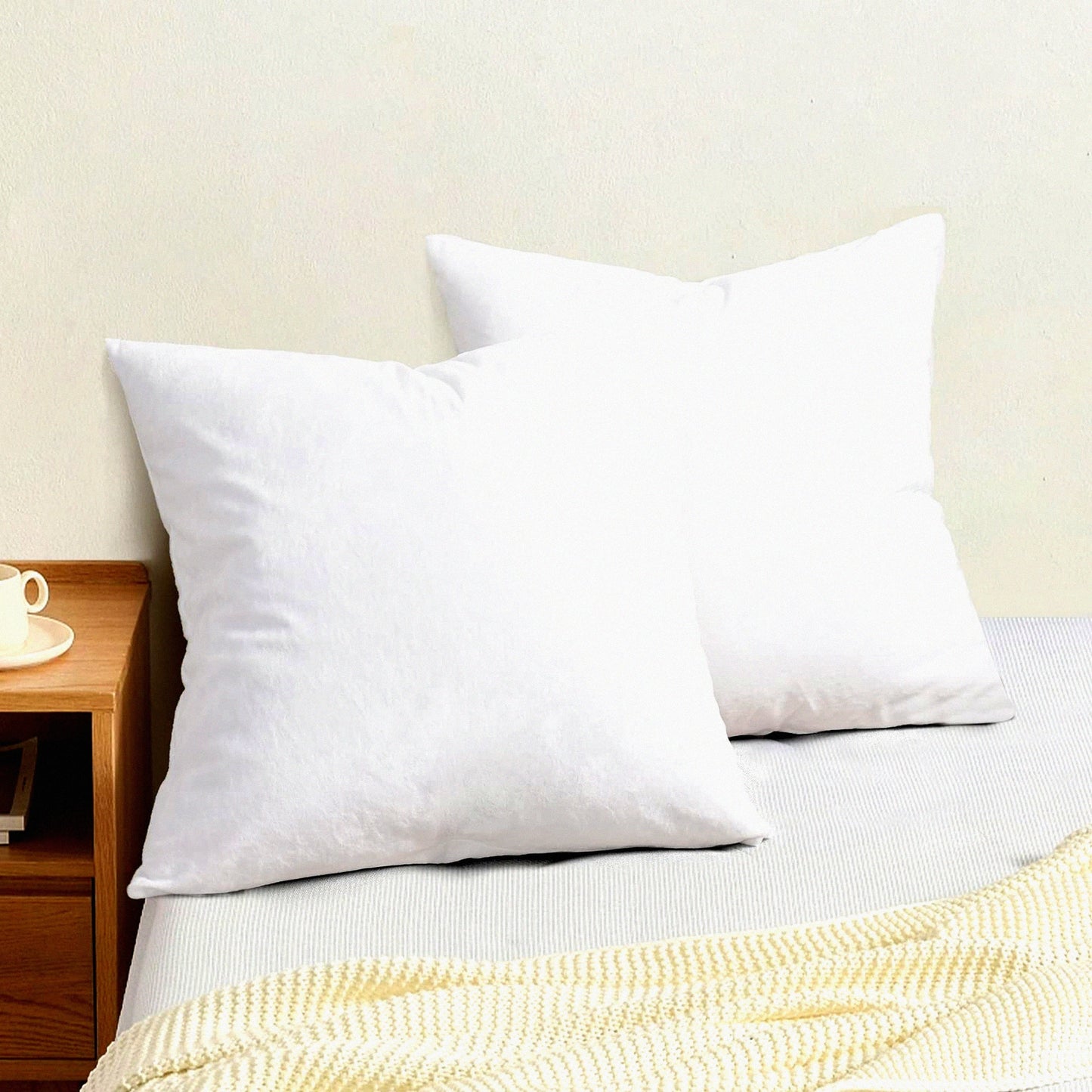 Luxury Velvet Gradient Pillow Covers - 24"x24" 2 Pack - Ultra Soft Cozy Square Shell for Luxurious Decor - No Shedding, No Pilling - White