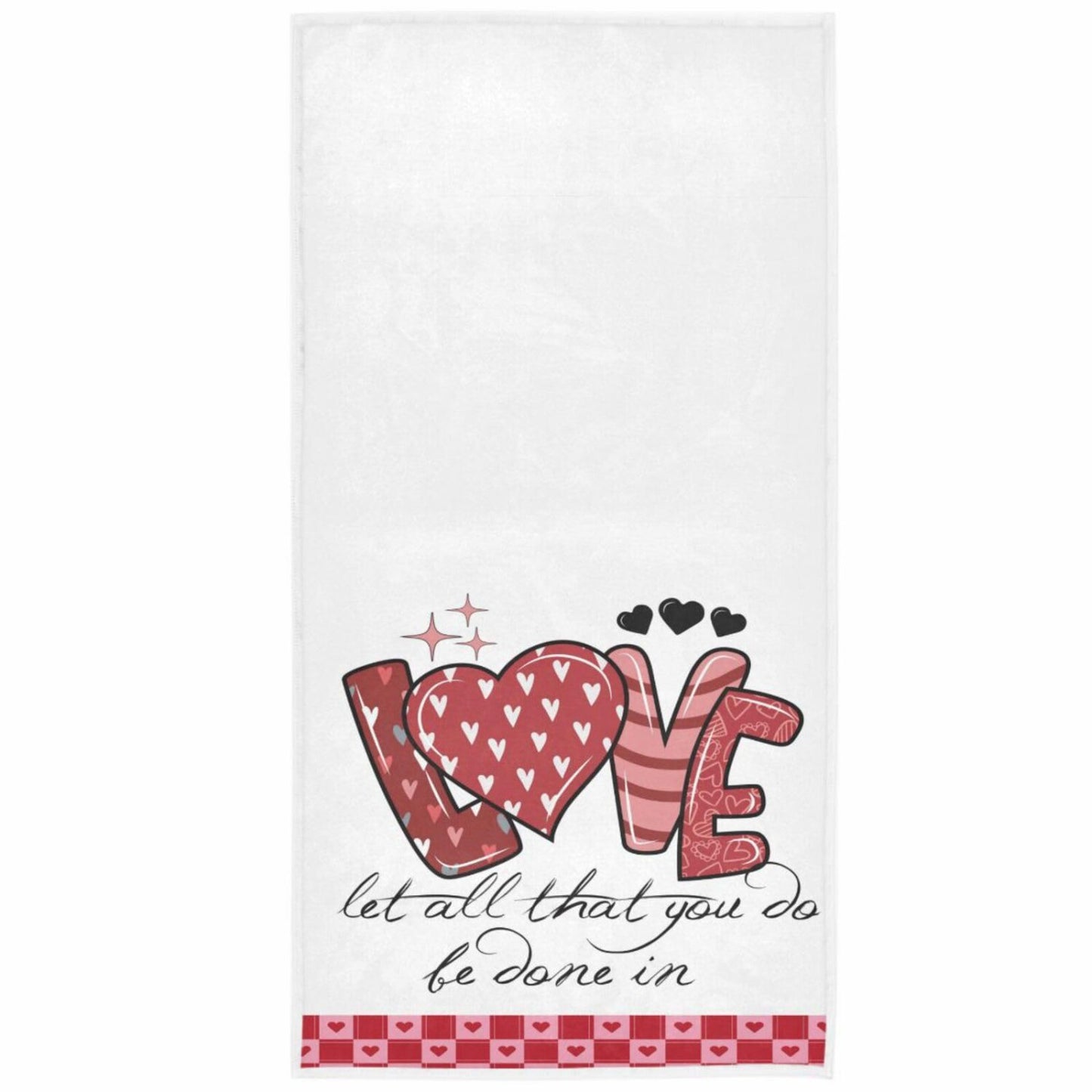 Pink Heart Hand Towel 16x30 in