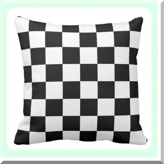 Checkered Race Day Pillow Cover - Black Checkered Racing Decor - 20x20 Inch Square Pillowcase - Home Decor Accent - I Bleed Racing Theme