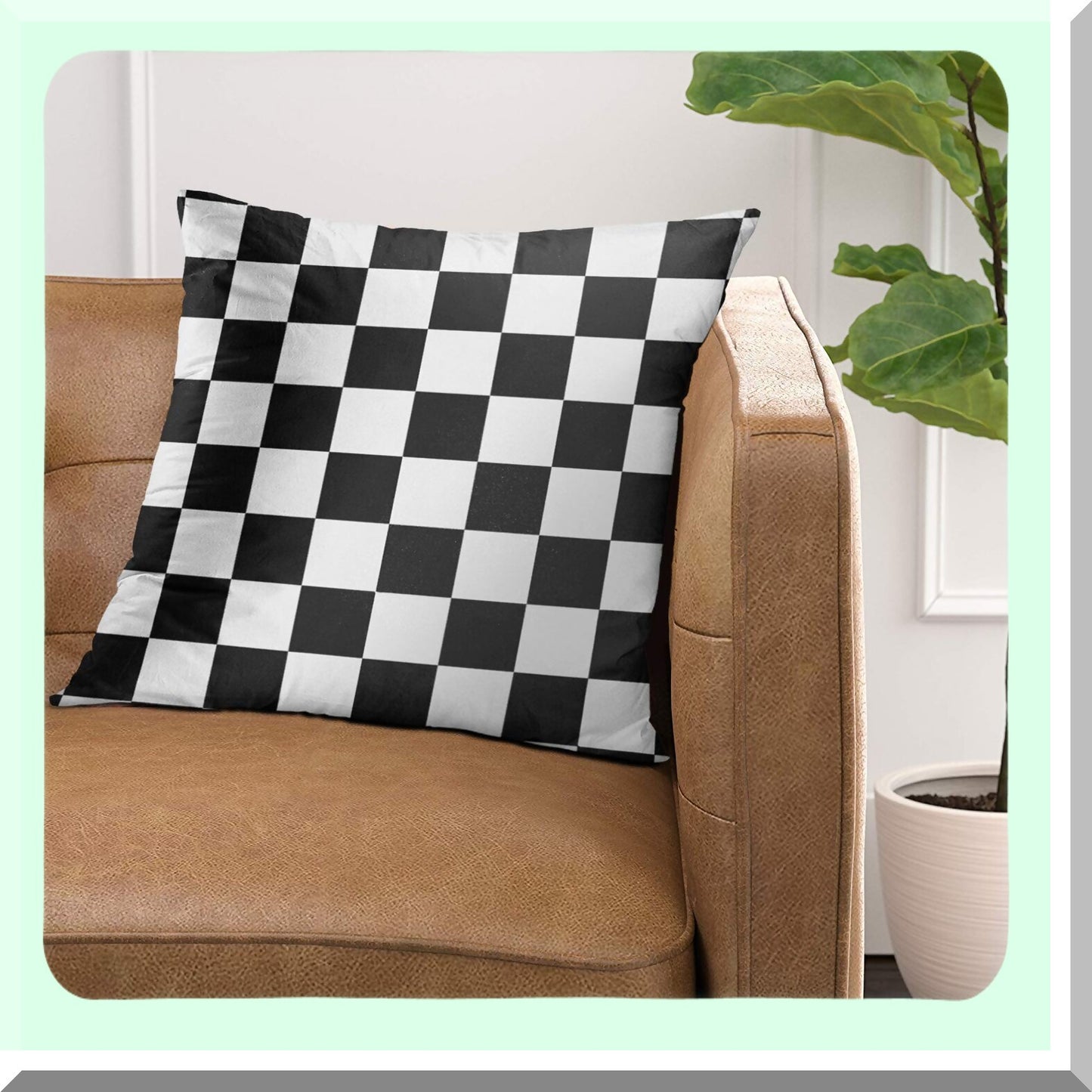 Checkered Race Day Pillow Cover - Black Checkered Racing Decor - 20x20 Inch Square Pillowcase - Home Decor Accent - I Bleed Racing Theme
