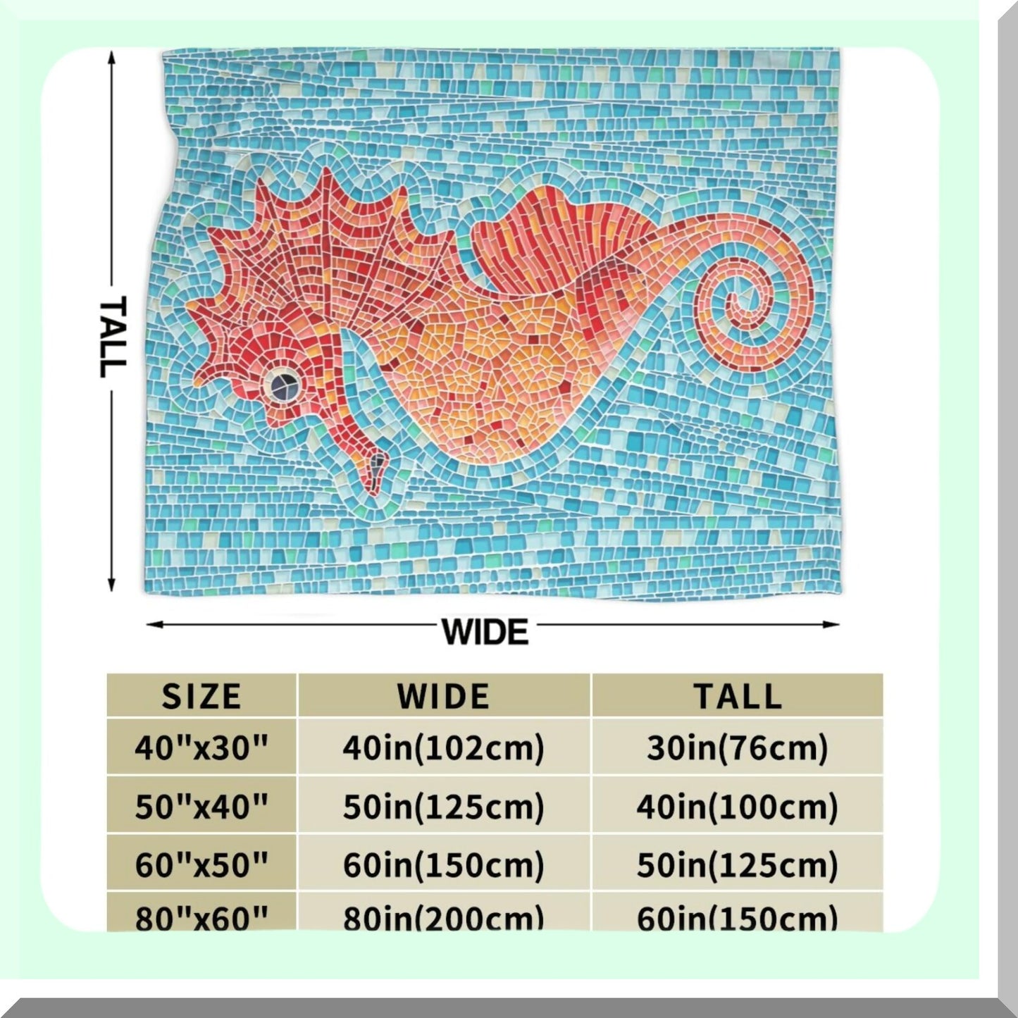OceanDream Ultra Soft Seahorse Blanket - All Season Cozy Plush Throw for Home, Bedroom, Sofa, Chair, Travel, 30"x40"