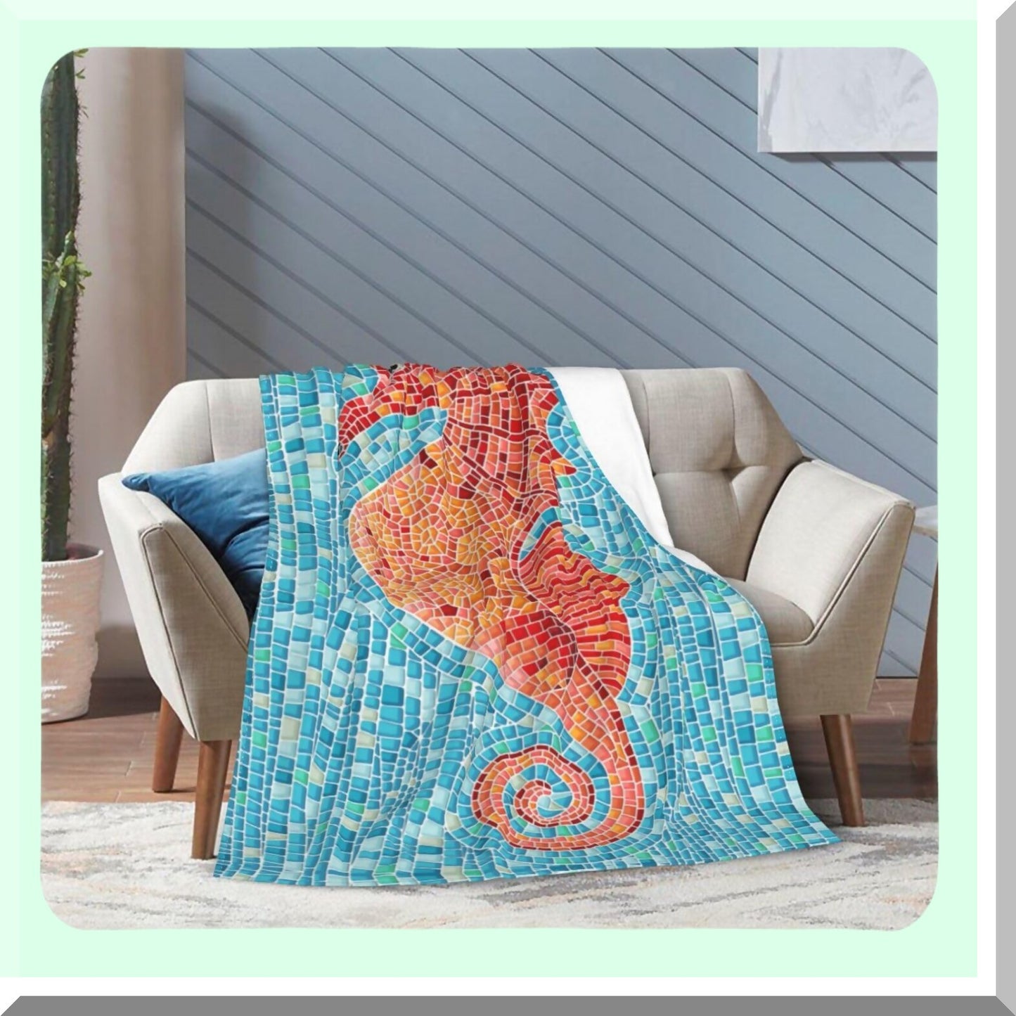 OceanDream Ultra Soft Seahorse Blanket - All Season Cozy Plush Throw for Home, Bedroom, Sofa, Chair, Travel, 30"x40"