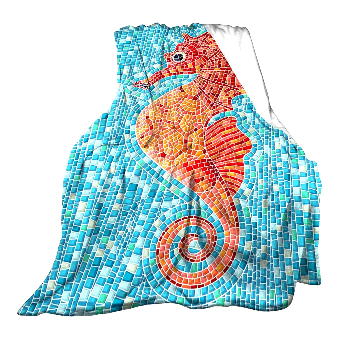 OceanDream Ultra Soft Seahorse Blanket - All Season Cozy Plush Throw for Home, Bedroom, Sofa, Chair, Travel, 30"x40"