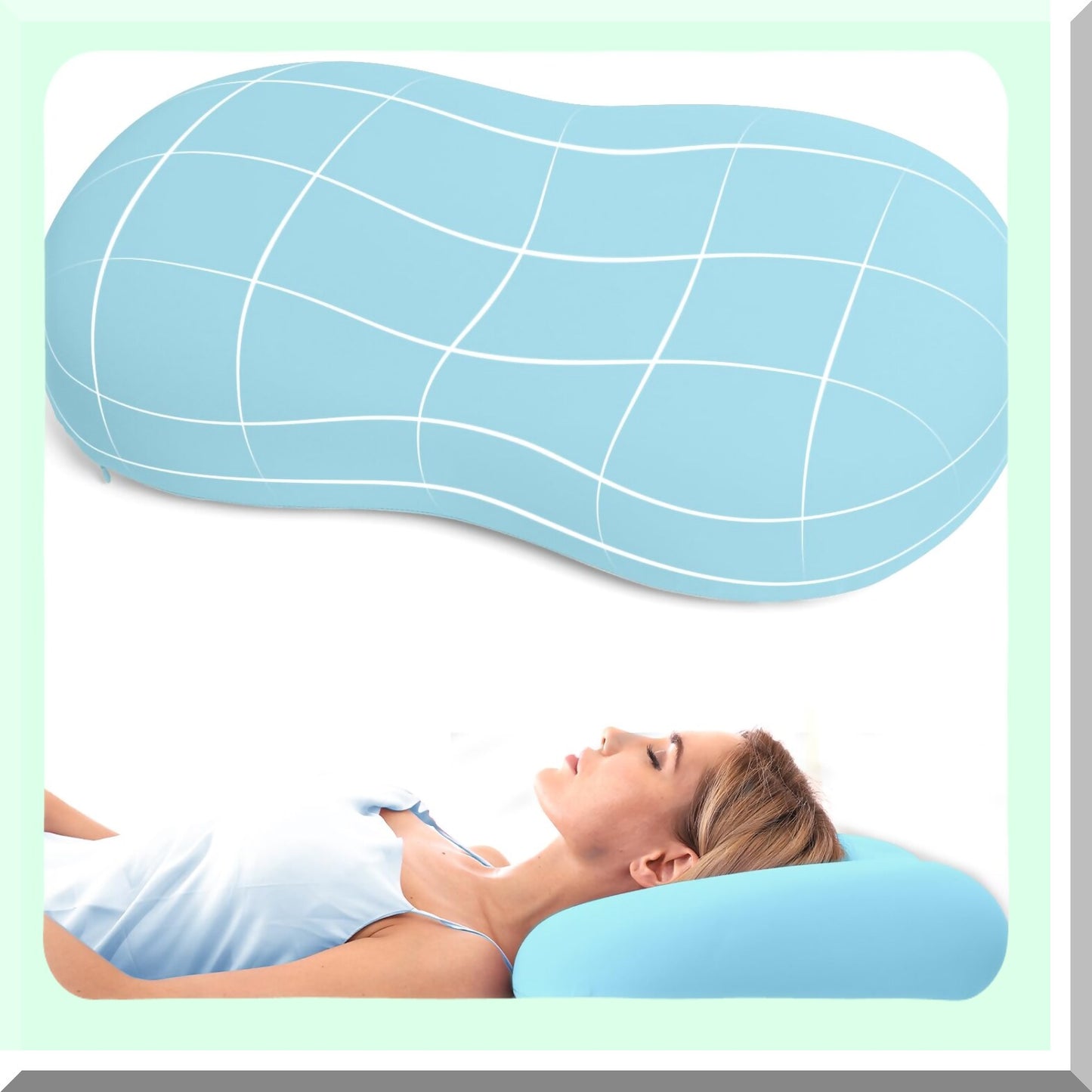 MemoryFoam Neck Support Pillow - Side Sleeper Contour Pillow for Shoulder Pain Relief - Bed Pillow for Side, Back, Stomach Sleepers - Blue Color