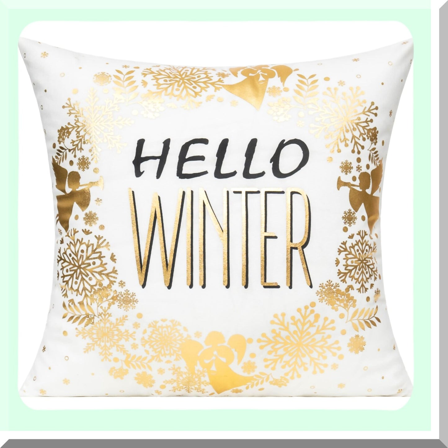 Winter Wonderland Velvet Pillow Cover Set - Reindeer Tree Snowflakes Decor - Holiday Home Ornaments - Xmas Indoor Decorations - White Gold 18X18 - Bed Sofa Couch Cushion Case - Navidad Dcor