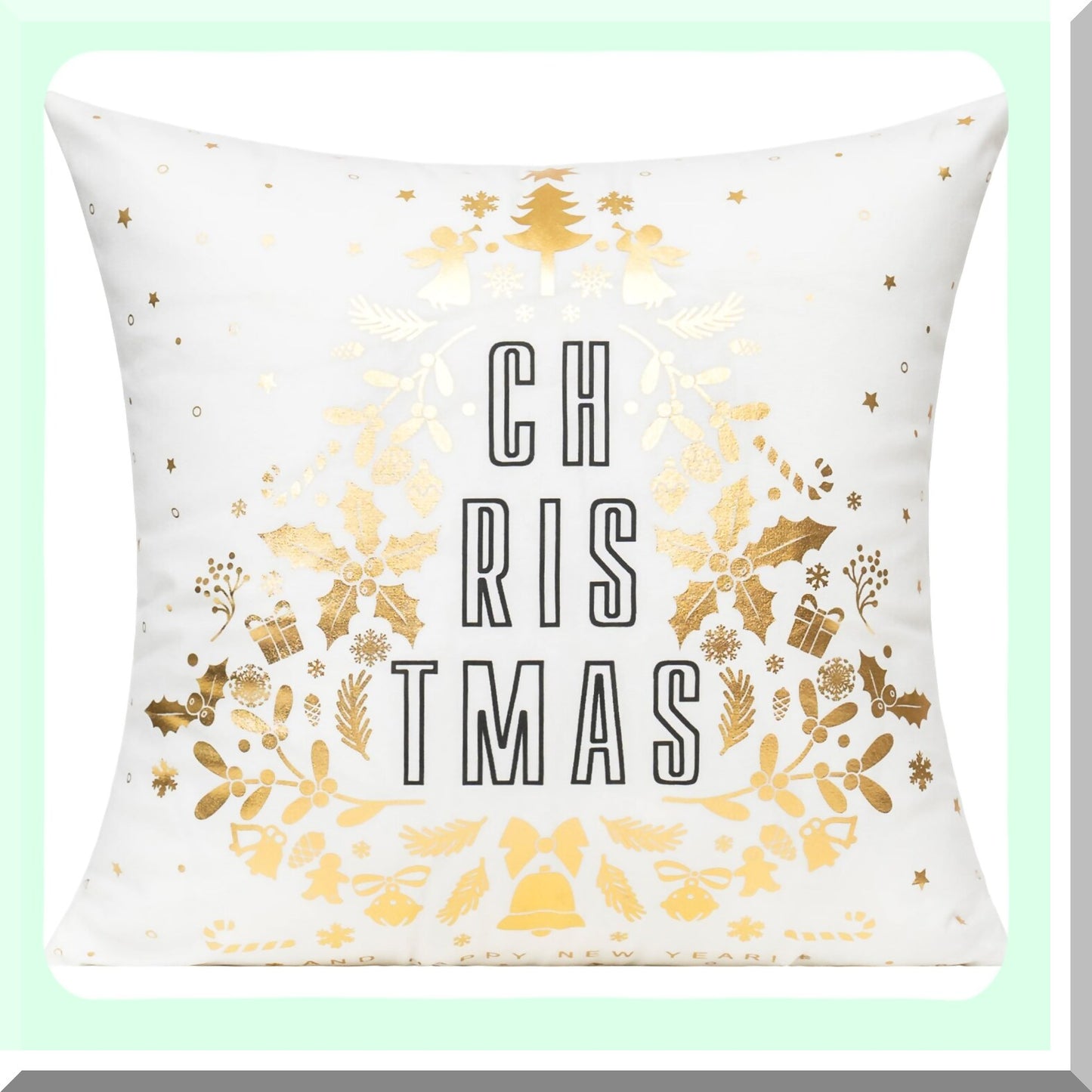 Winter Wonderland Velvet Pillow Cover Set - Reindeer Tree Snowflakes Decor - Holiday Home Ornaments - Xmas Indoor Decorations - White Gold 18X18 - Bed Sofa Couch Cushion Case - Navidad Dcor