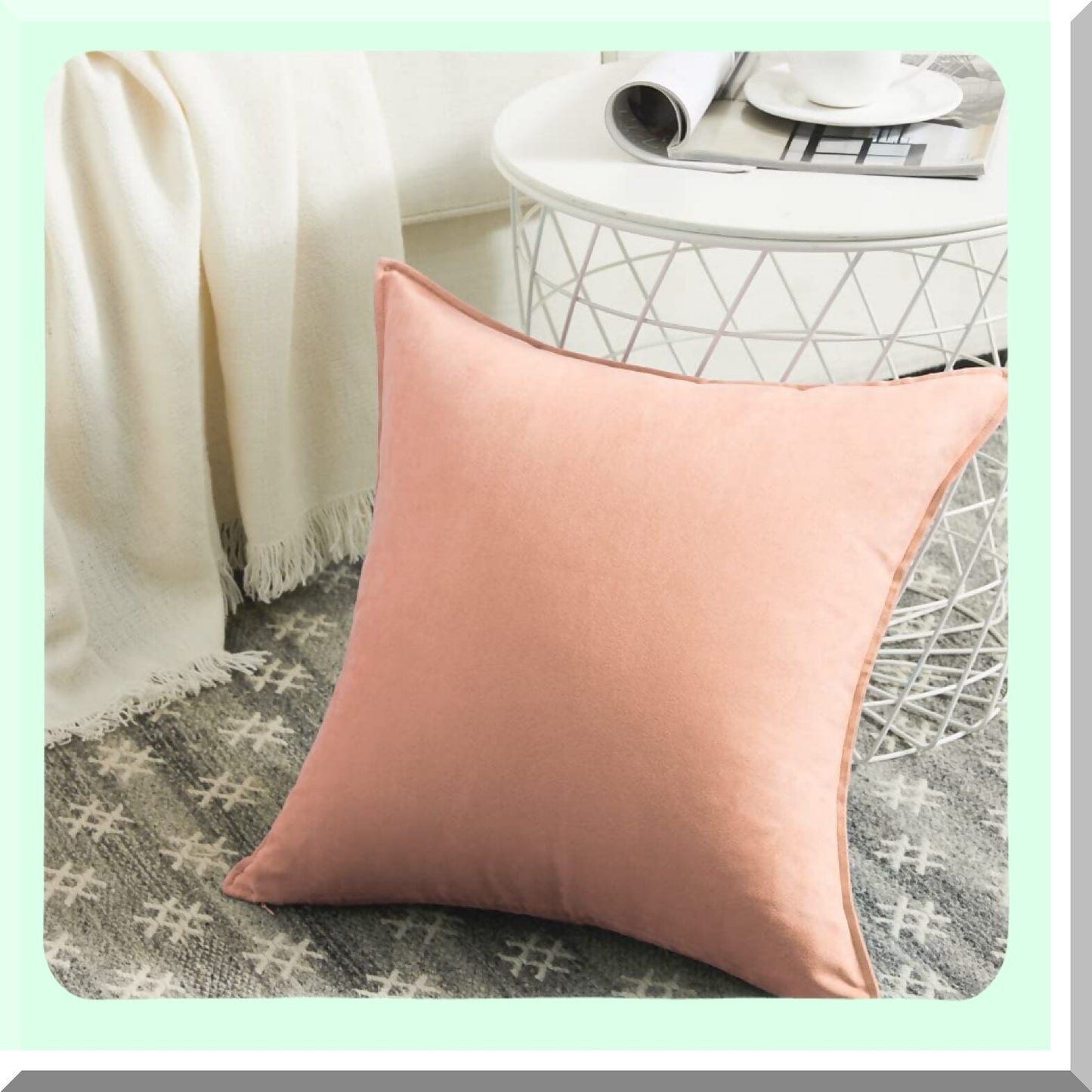 Peach Suede Soft Square Pillow Covers - 4 Pack 20x20 inch - Solid Cushion Cover for Couch Living Room Sofa Bedroom - Decorative Throw Pillow Covers 50x50 cm