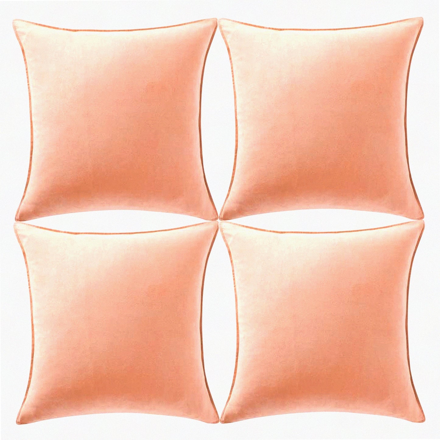 Peach Suede Soft Square Pillow Covers - 4 Pack 20x20 inch - Solid Cushion Cover for Couch Living Room Sofa Bedroom - Decorative Throw Pillow Covers 50x50 cm