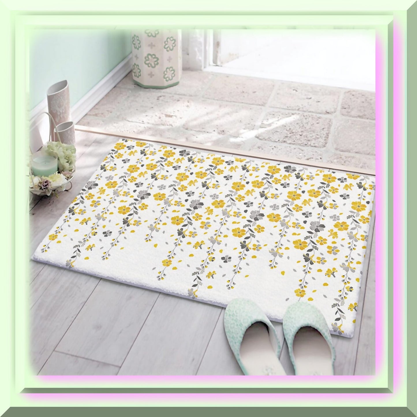 Bathroom Rug 16''x24'' Absorbent Shaggy Microfiber Floor Mat