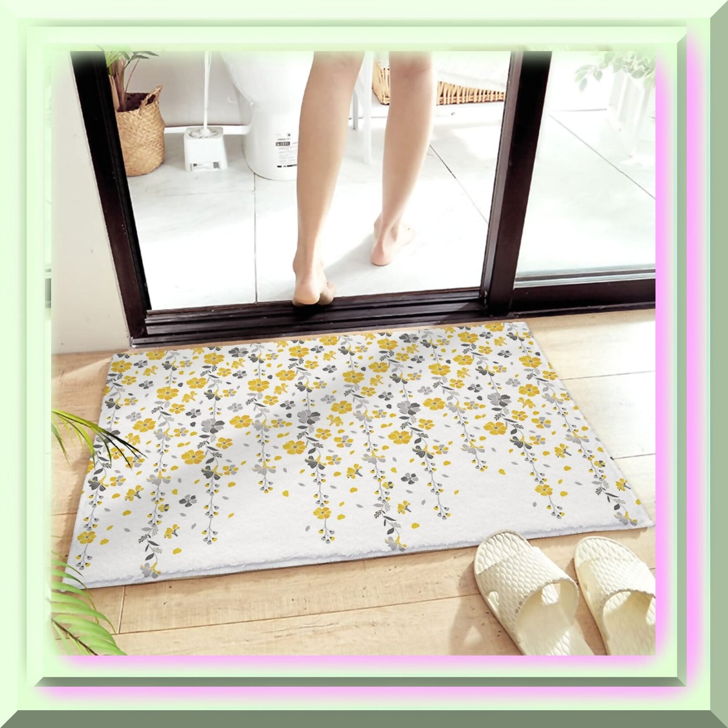 Bathroom Rug 16''x24'' Absorbent Shaggy Microfiber Floor Mat