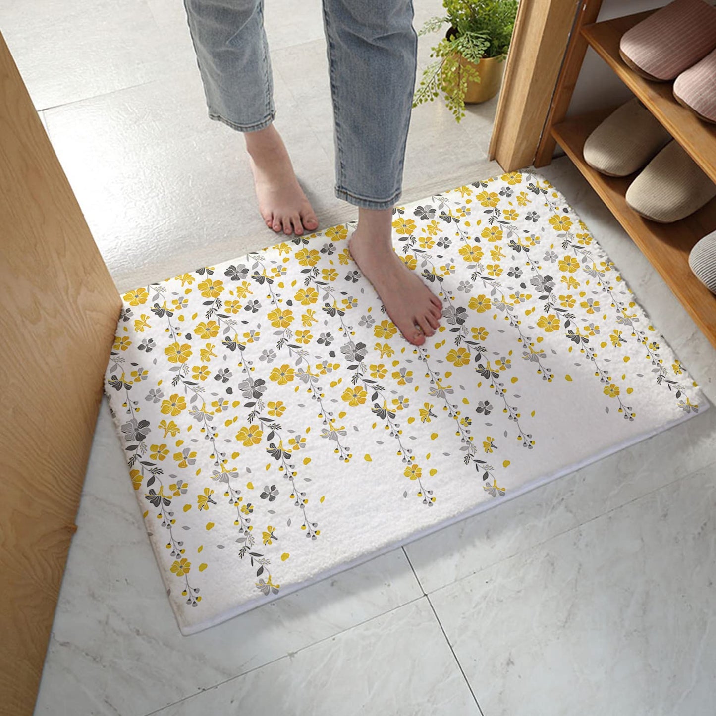 Bathroom Rug 16''x24'' Absorbent Shaggy Microfiber Floor Mat