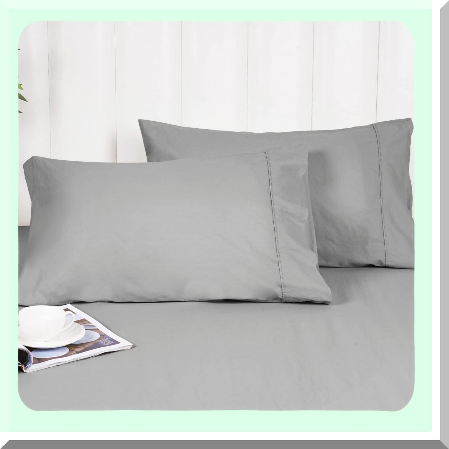 UltraSoft Cotton Pillowcase Set - Queen Size 2 Pack 20" X 30" - Decorative Grey Pillow Shams - No Insert Needed - Breathable Bedding Pillow Covers