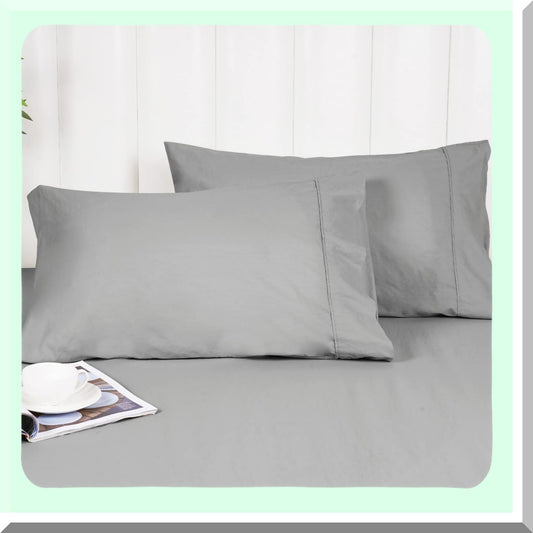 UltraSoft Cotton Pillowcase Set - Queen Size 2 Pack 20" X 30" - Decorative Grey Pillow Shams - No Insert Needed - Breathable Bedding Pillow Covers