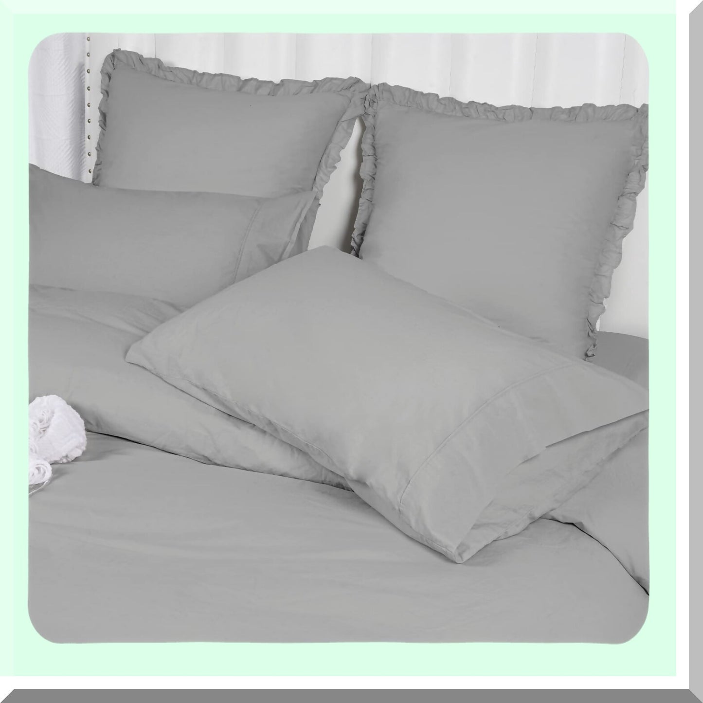 UltraSoft Cotton Pillowcase Set - Queen Size 2 Pack 20" X 30" - Decorative Grey Pillow Shams - No Insert Needed - Breathable Bedding Pillow Covers