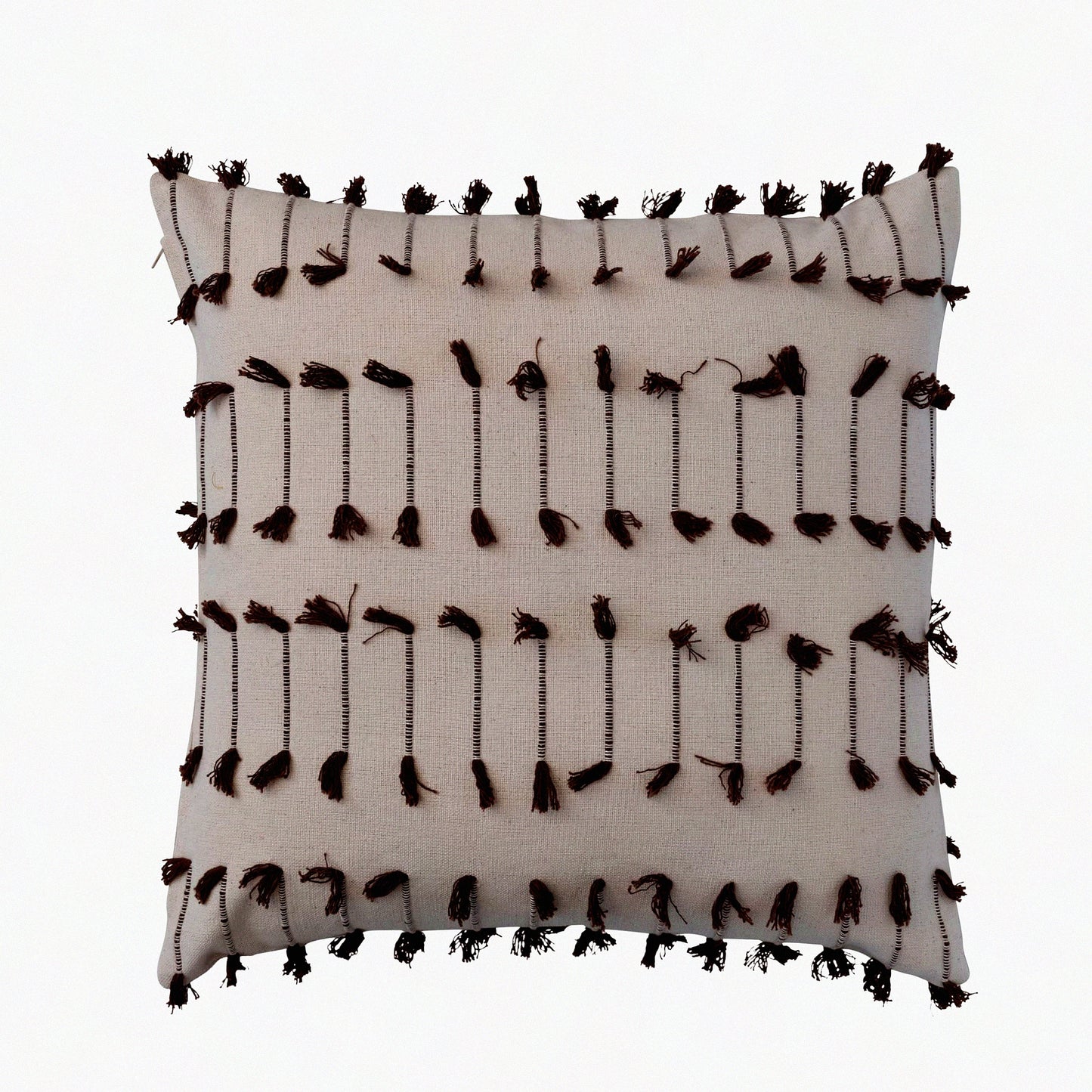Natural Tel Embroidered Cotton Pillow Cover