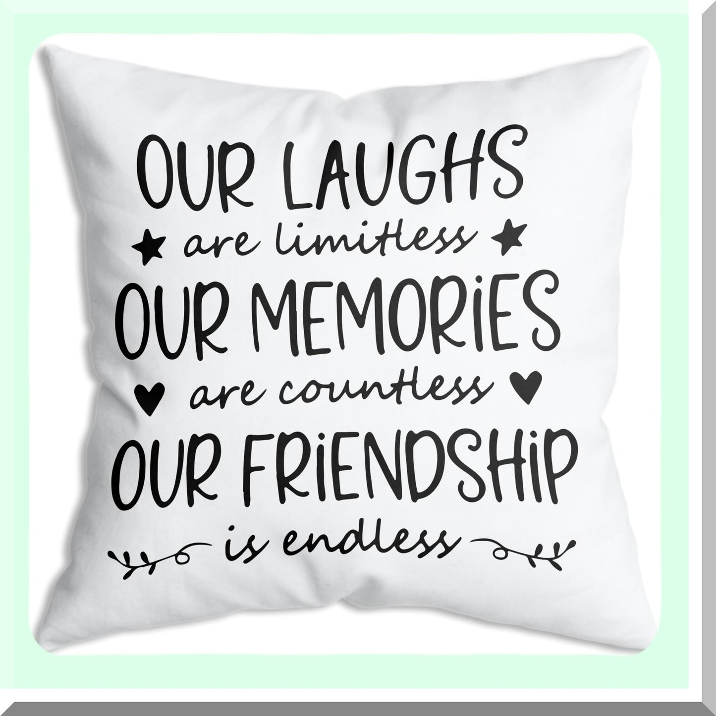 Laugh & Love Friendship Pillow Covers - Best Friend Gifts for Women - 18x18 Inch - Female Friend Birthday Present - Endless Memories & Countless Laughs