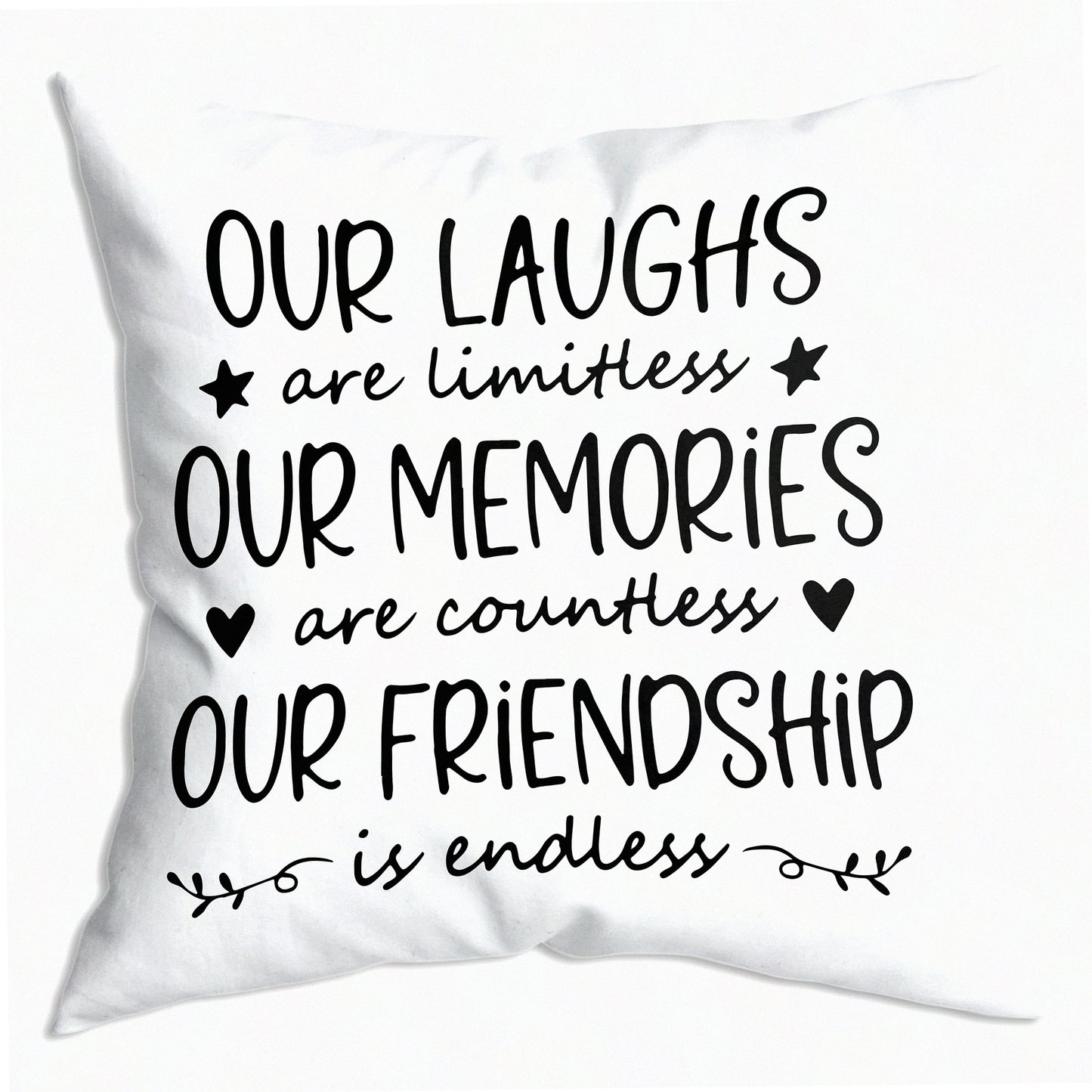Laugh & Love Friendship Pillow Covers - Best Friend Gifts for Women - 18x18 Inch - Female Friend Birthday Present - Endless Memories & Countless Laughs