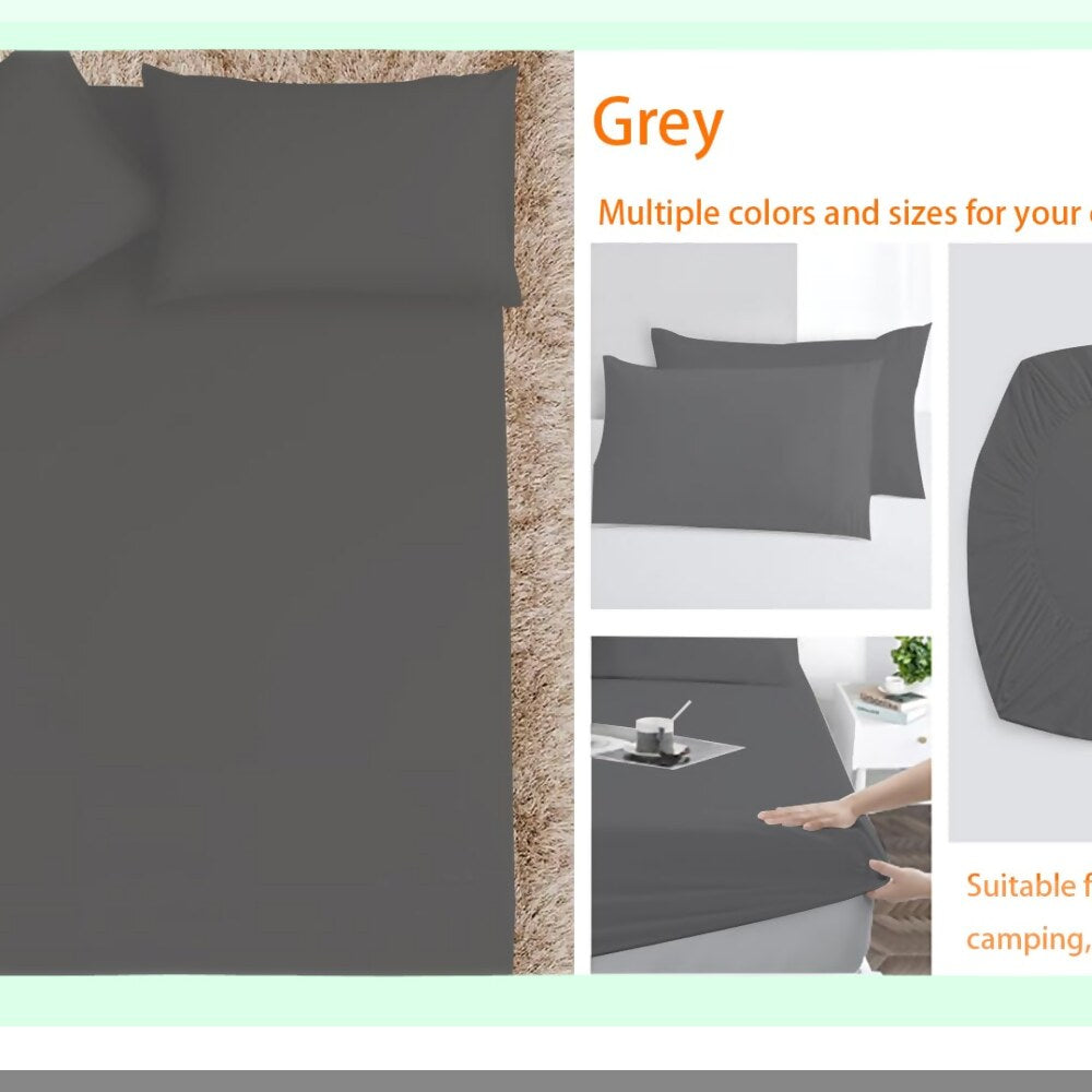 AirLux Queen Sheet Set - 3 Piece Gray Air Mattress Sheets (16-24 inch) - Easy Inflate & Firm - U.S. Standard Size - Convenient Assembly