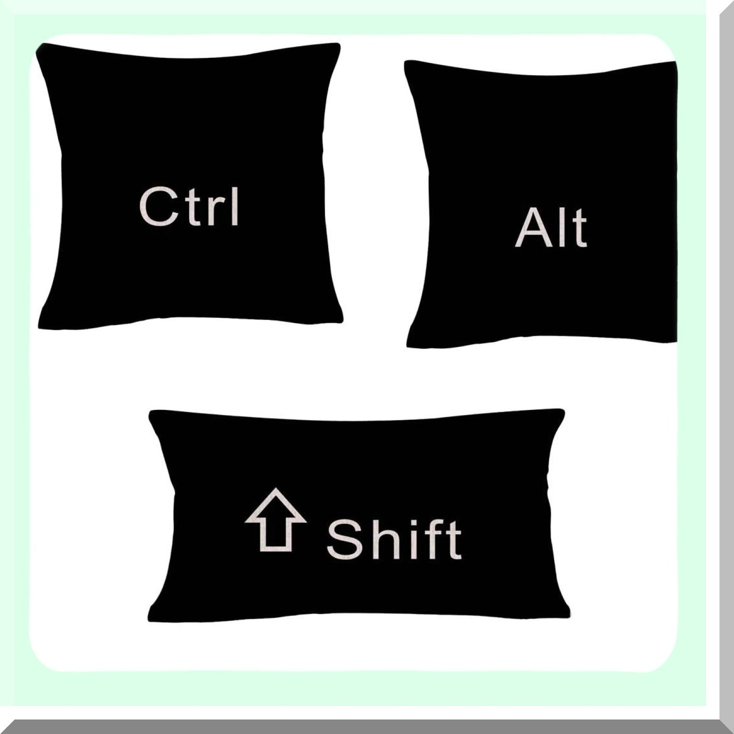 Keyboard Trio Cushion Covers - Set of 3 (Ctrl, Alt, Shift) - Decorative Throw Pillow Cases for Computer Geeks - Unique Home Decor Accent
