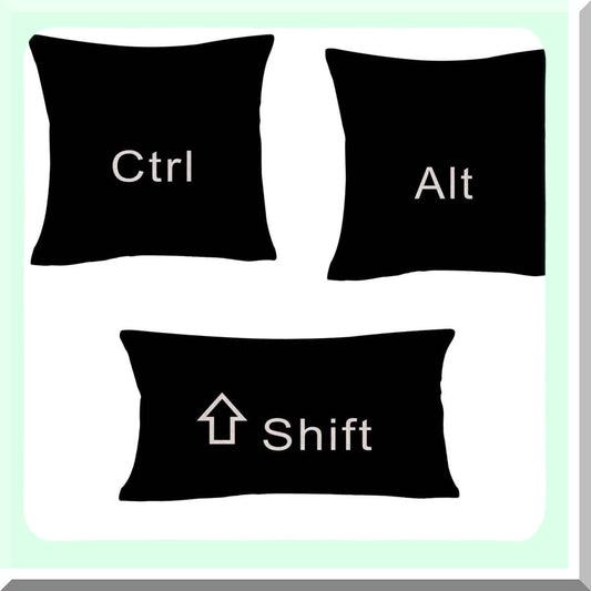 Keyboard Trio Cushion Covers - Set of 3 (Ctrl, Alt, Shift) - Decorative Throw Pillow Cases for Computer Geeks - Unique Home Decor Accent