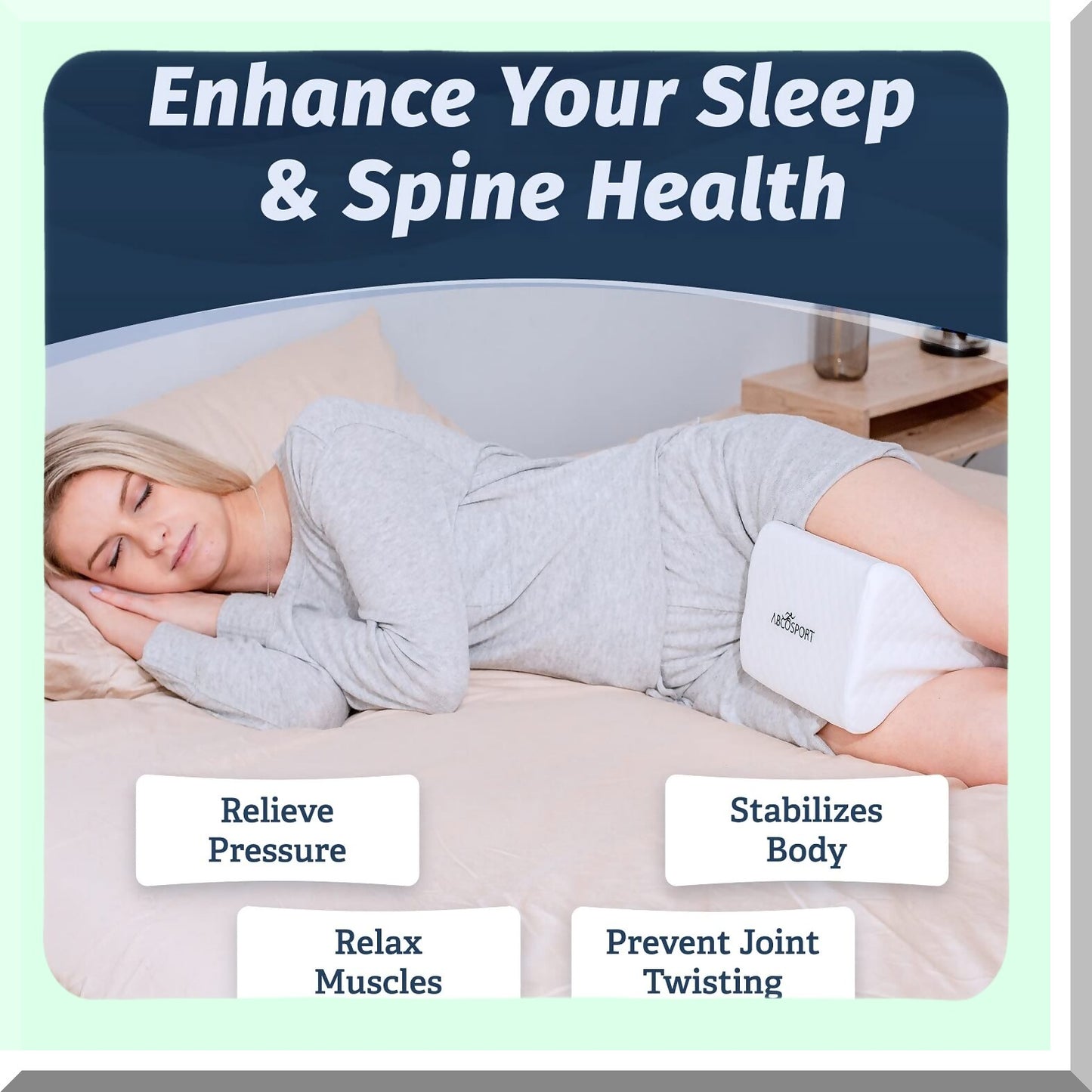 Cooling Gel Memory Foam Knee Wedge Pillow - Side Sleeper Leg Pillow for Pregnancy, Spine Alignment & Pain Relief - Washable Cover - Between Knees Sleeping Pillow