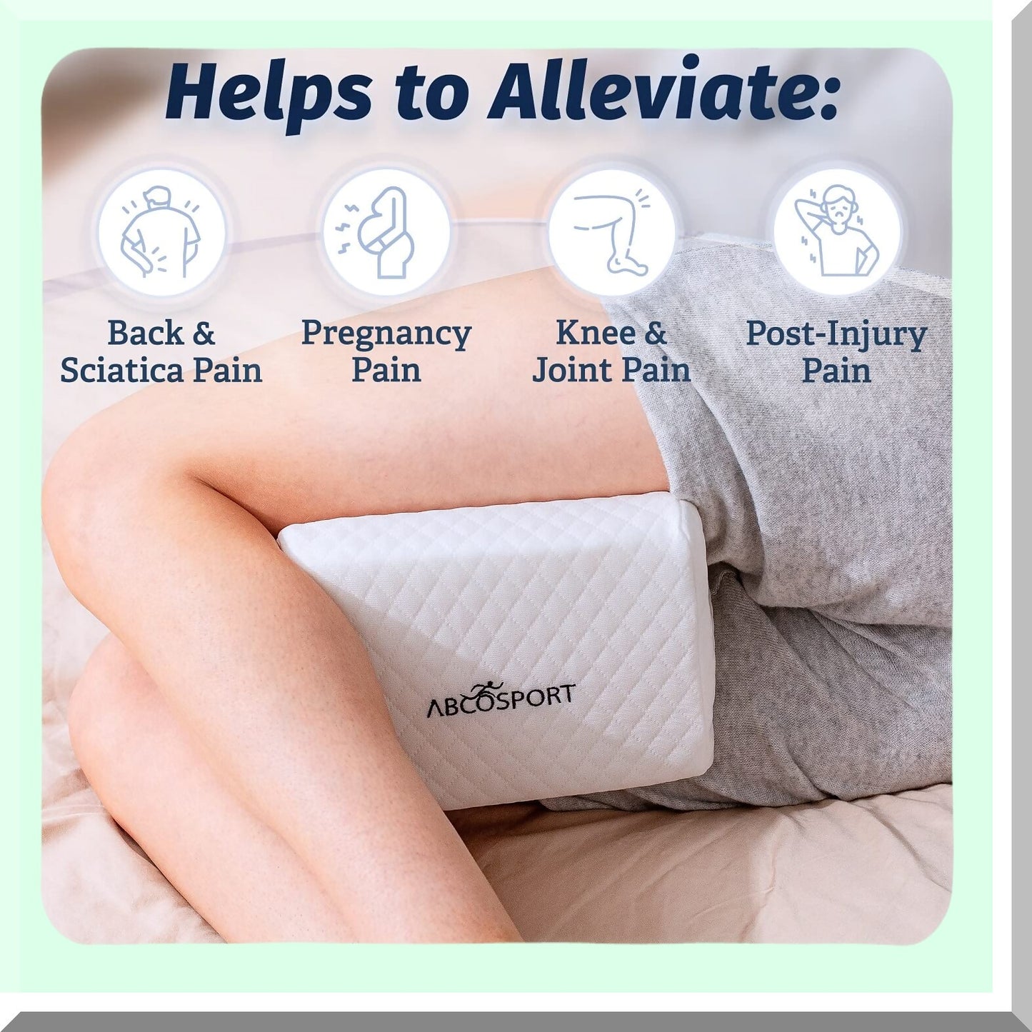 Cooling Gel Memory Foam Knee Wedge Pillow - Side Sleeper Leg Pillow for Pregnancy, Spine Alignment & Pain Relief - Washable Cover - Between Knees Sleeping Pillow