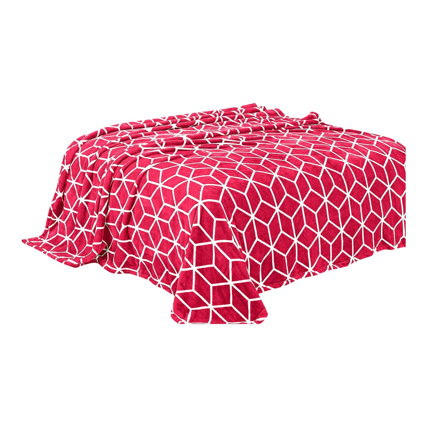 Ultra Plush All-Season Micro-Fleece Blanket - Cube Pattern, Full/Queen, Burgundy
