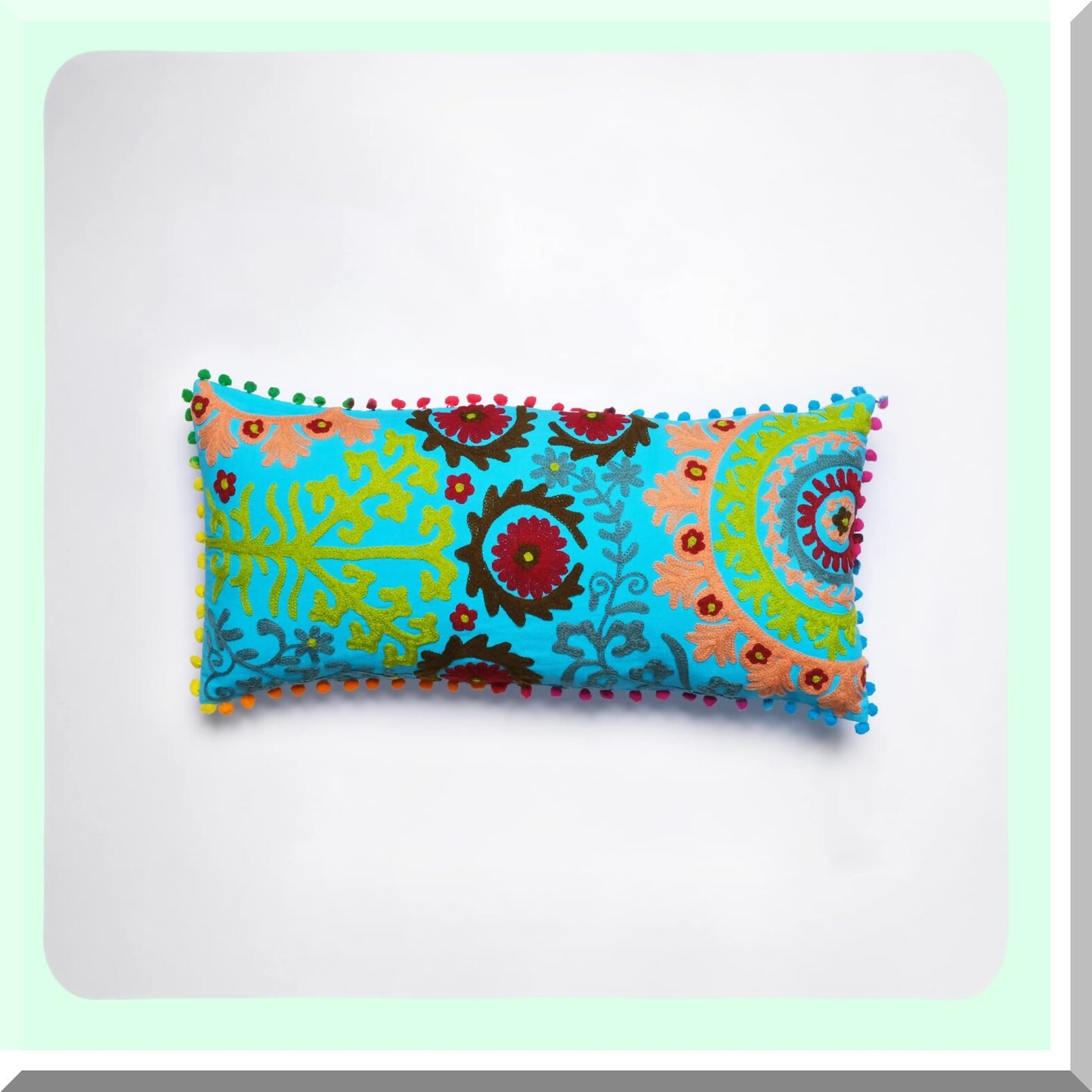 Boho Floral Cotton Suzani Pillow Covers - Set of 2 Decorative Throw Cushion Covers for Sofa, Couch, Bed - Home Decor New Year Special