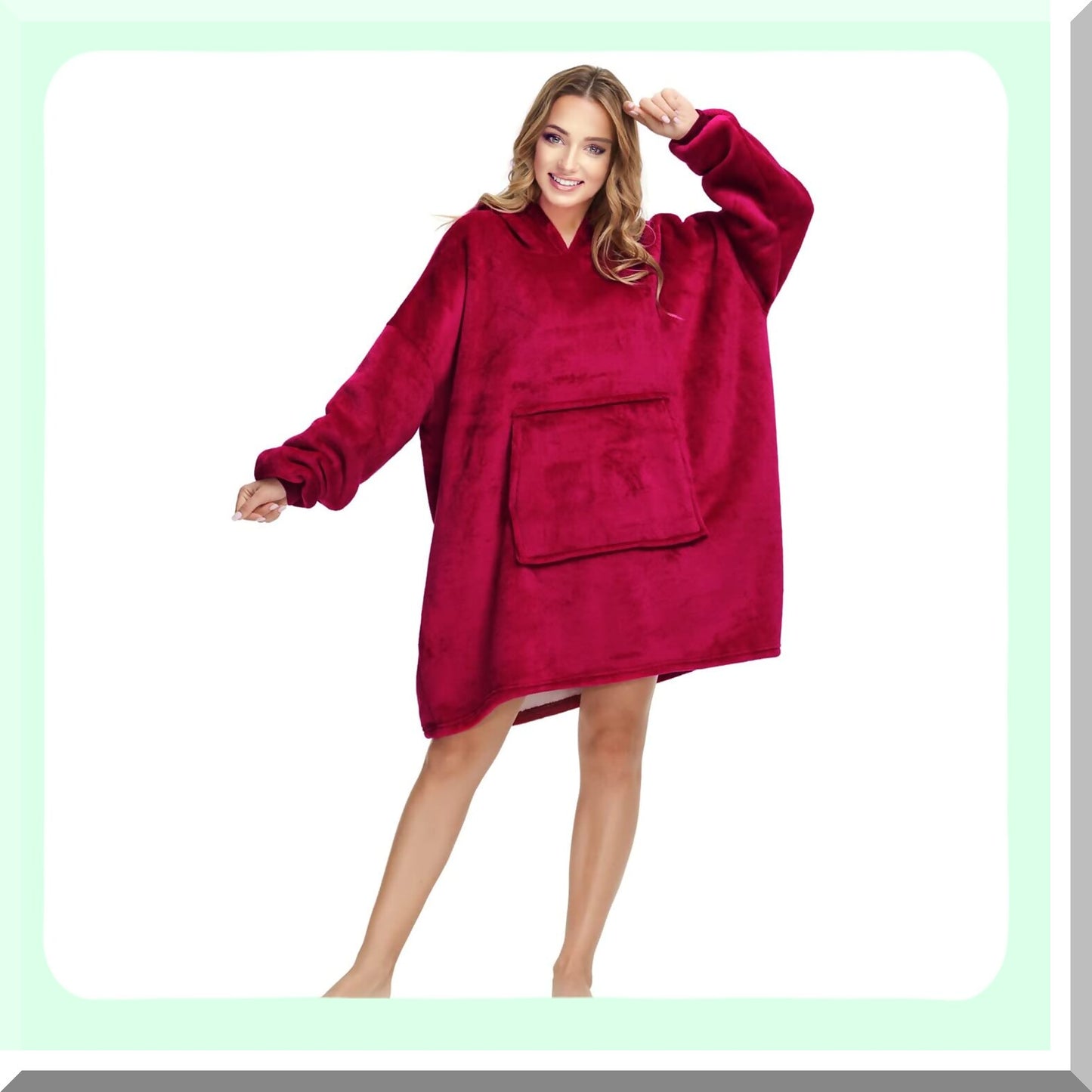 CozySherpa Hoodie Blanket - Ultra Soft, Oversized Sweatshirt with Big Pocket for Men, Women, and Teens in Burgundy