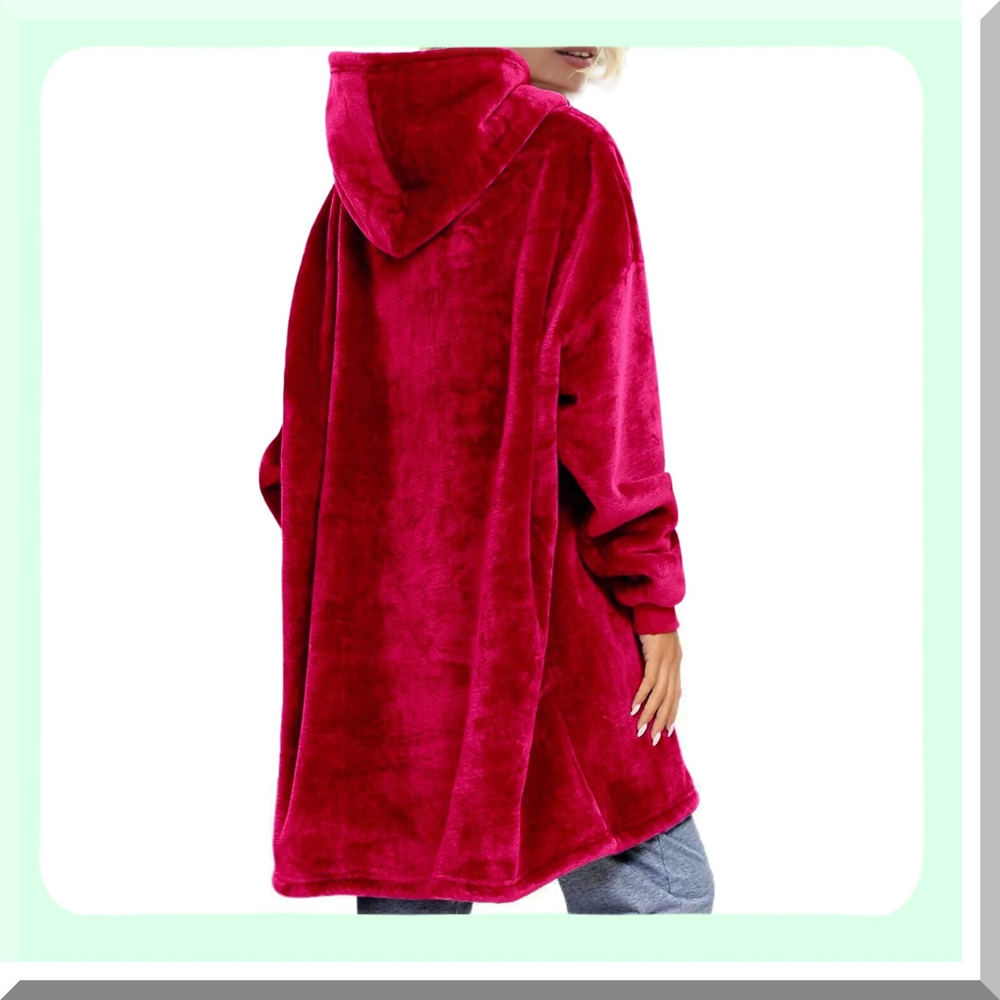 CozySherpa Hoodie Blanket - Ultra Soft, Oversized Sweatshirt with Big Pocket for Men, Women, and Teens in Burgundy