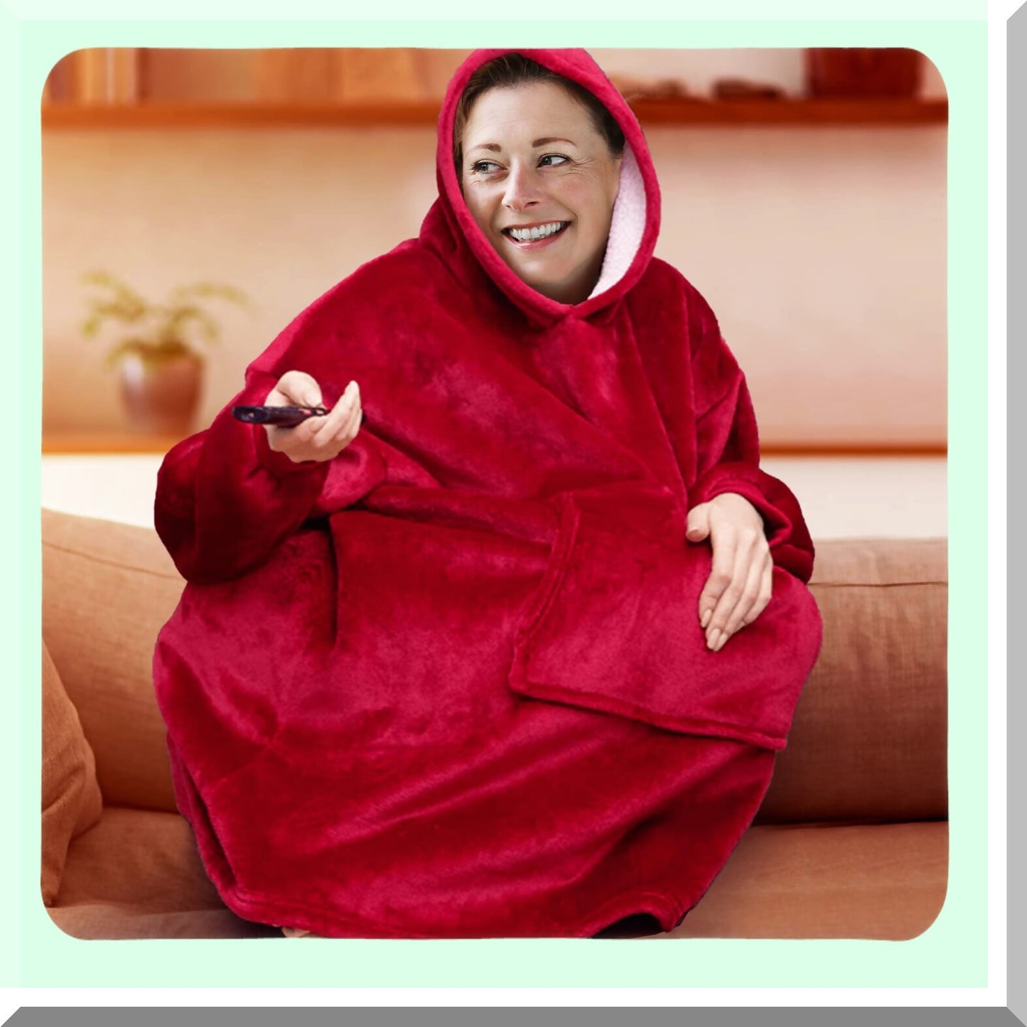 CozySherpa Hoodie Blanket - Ultra Soft, Oversized Sweatshirt with Big Pocket for Men, Women, and Teens in Burgundy