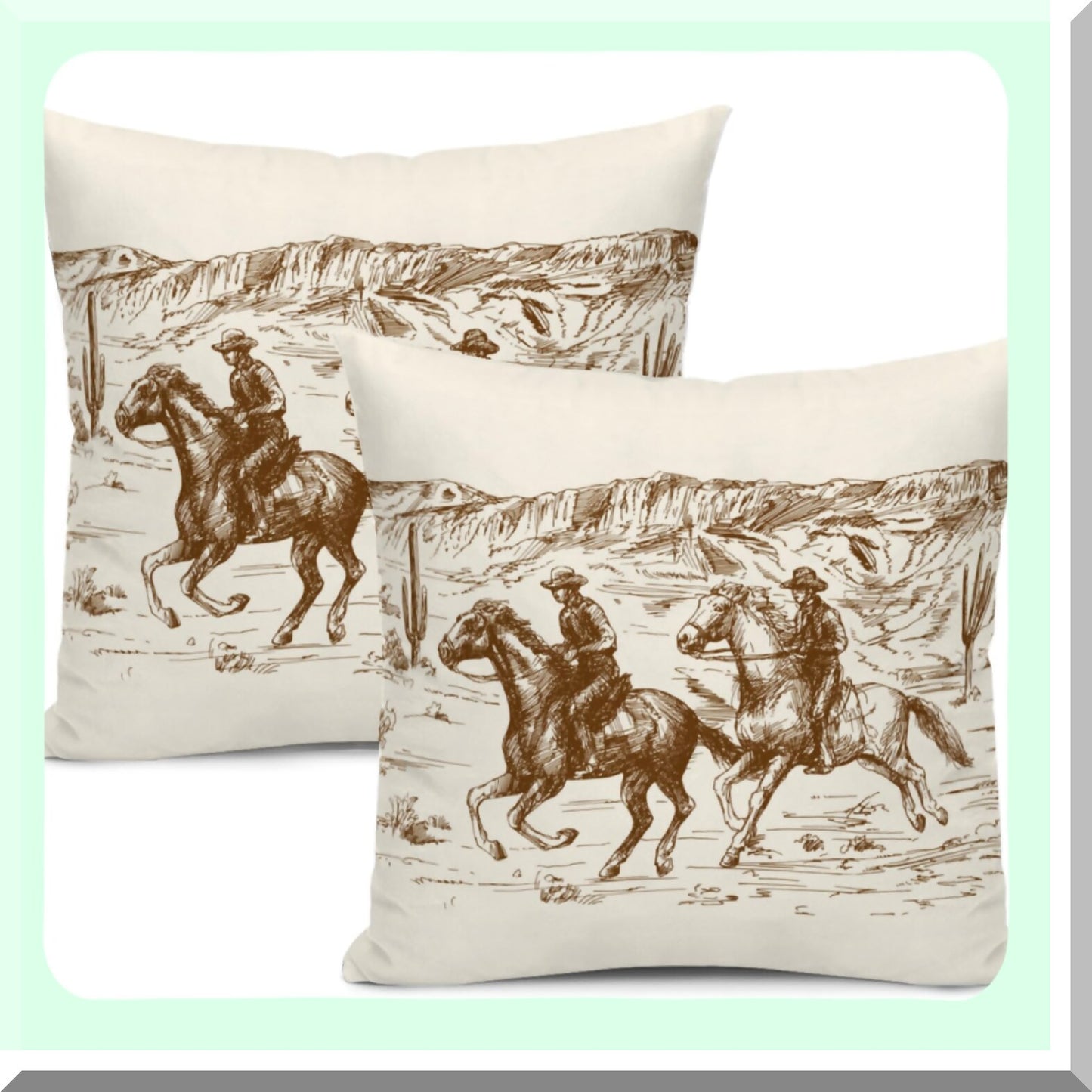 Cowboy Chic Pillowcase Set - 18x18 Inch Western Throw Pillow Covers for Home Decor - Soft & Durable Cushion Cover for Bed, Sofa, Couch - 2 Pack