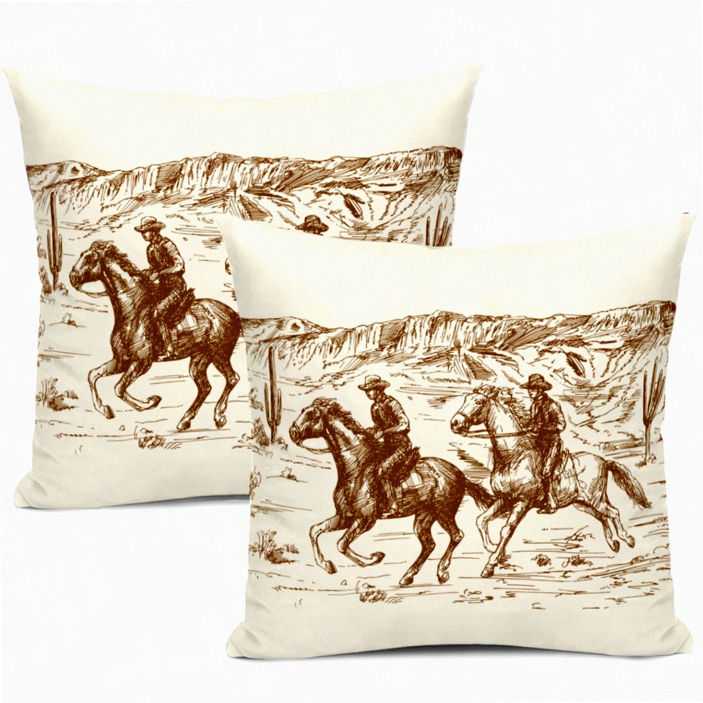 Cowboy Chic Pillowcase Set - 18x18 Inch Western Throw Pillow Covers for Home Decor - Soft & Durable Cushion Cover for Bed, Sofa, Couch - 2 Pack