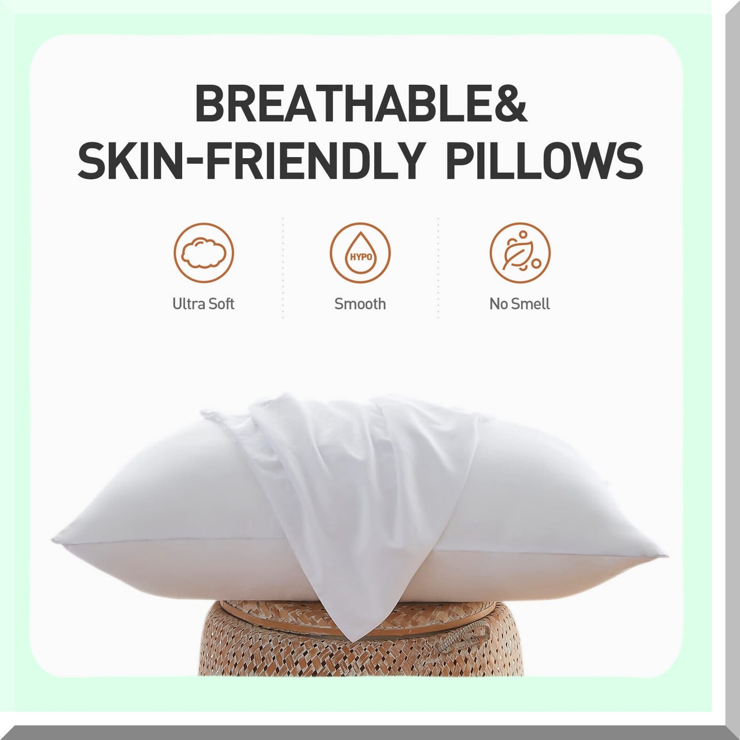 Luxury PlushCool Cooling Pillows - 2 Pack Soft Supportive Bed Pillows for Side Back Stomach Sleepers - Breathable Removable Cover - White 2 Count