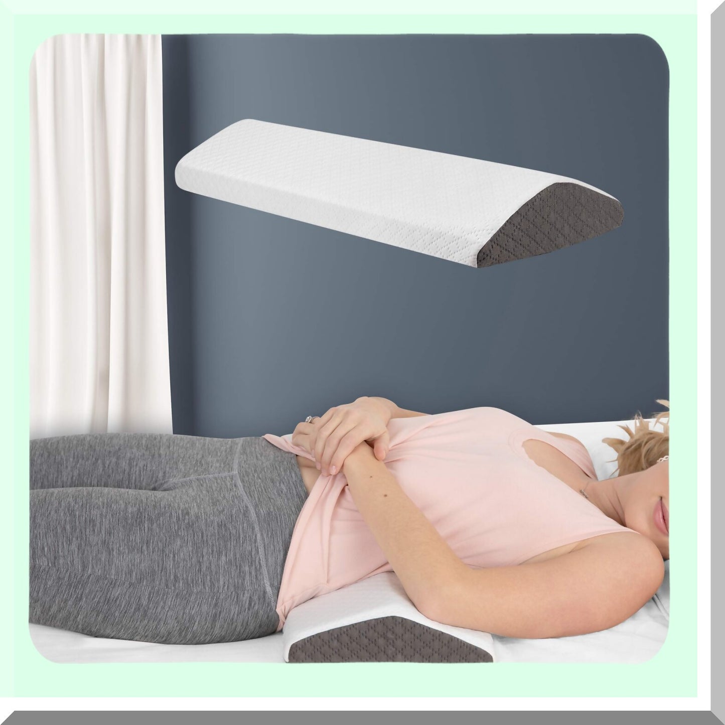 Cooling Memory Foam Lumbar Support Pillow - Stylish Chic Jacquard Cover - Back Pain Relief - Knee Hip Pain - Bolster Pillow - Bed Back Support