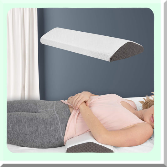 Cooling Memory Foam Lumbar Support Pillow - Stylish Chic Jacquard Cover - Back Pain Relief - Knee Hip Pain - Bolster Pillow - Bed Back Support