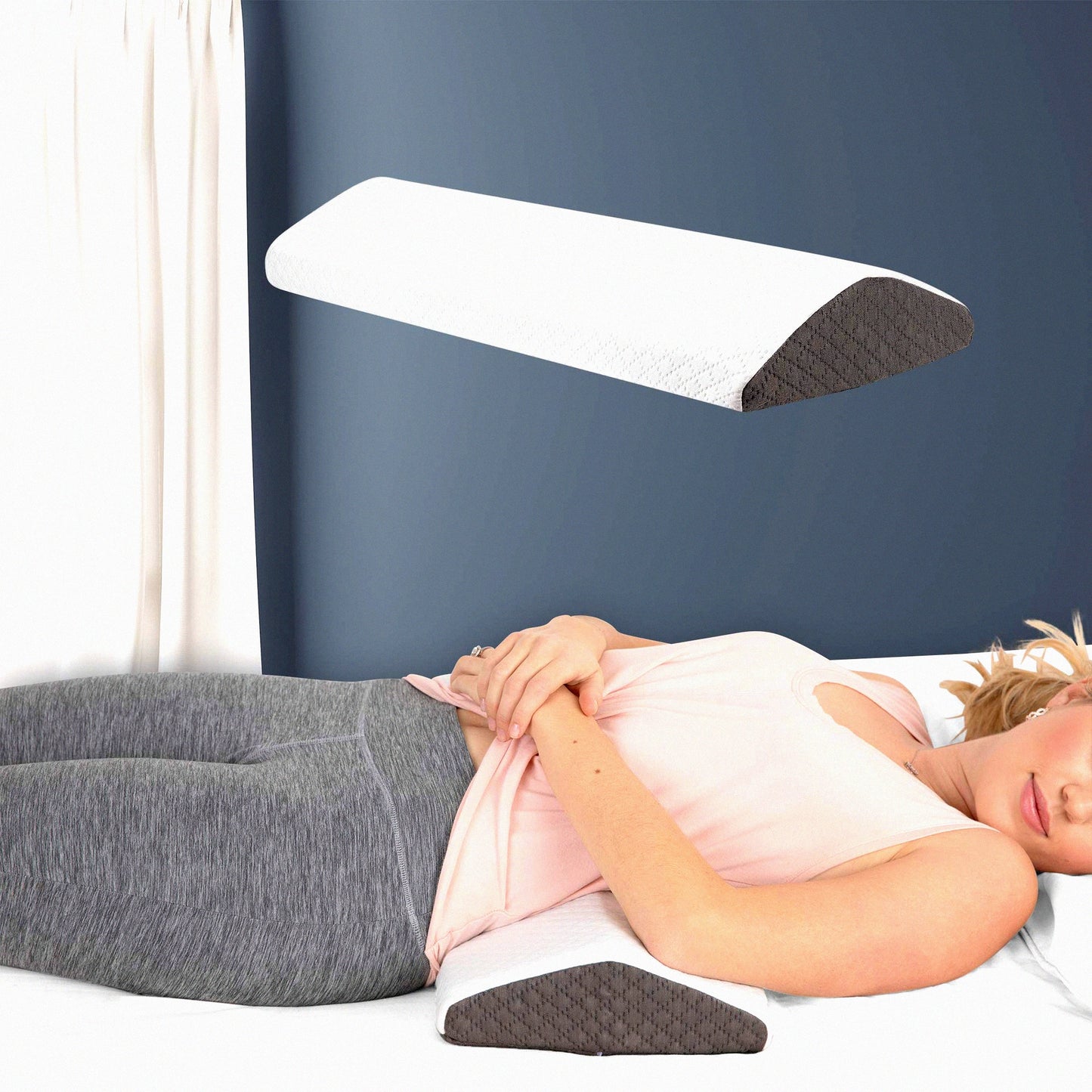 Cooling Memory Foam Lumbar Support Pillow - Stylish Chic Jacquard Cover - Back Pain Relief - Knee Hip Pain - Bolster Pillow - Bed Back Support