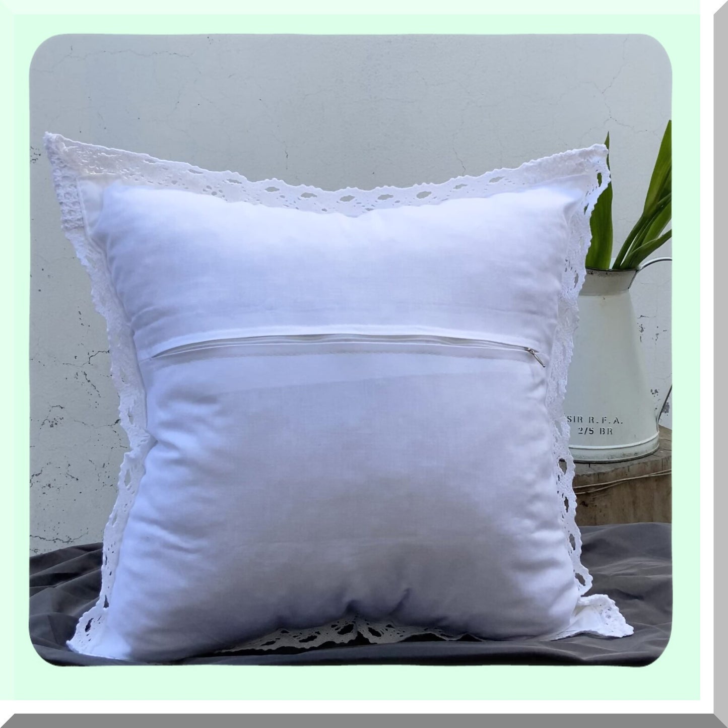 Vintage Lace Floral Pillow Cover - 18 Inch White Cotton Crochet Throw Pillow Case for Sofa & Bed Decor - Decorative Home Accent