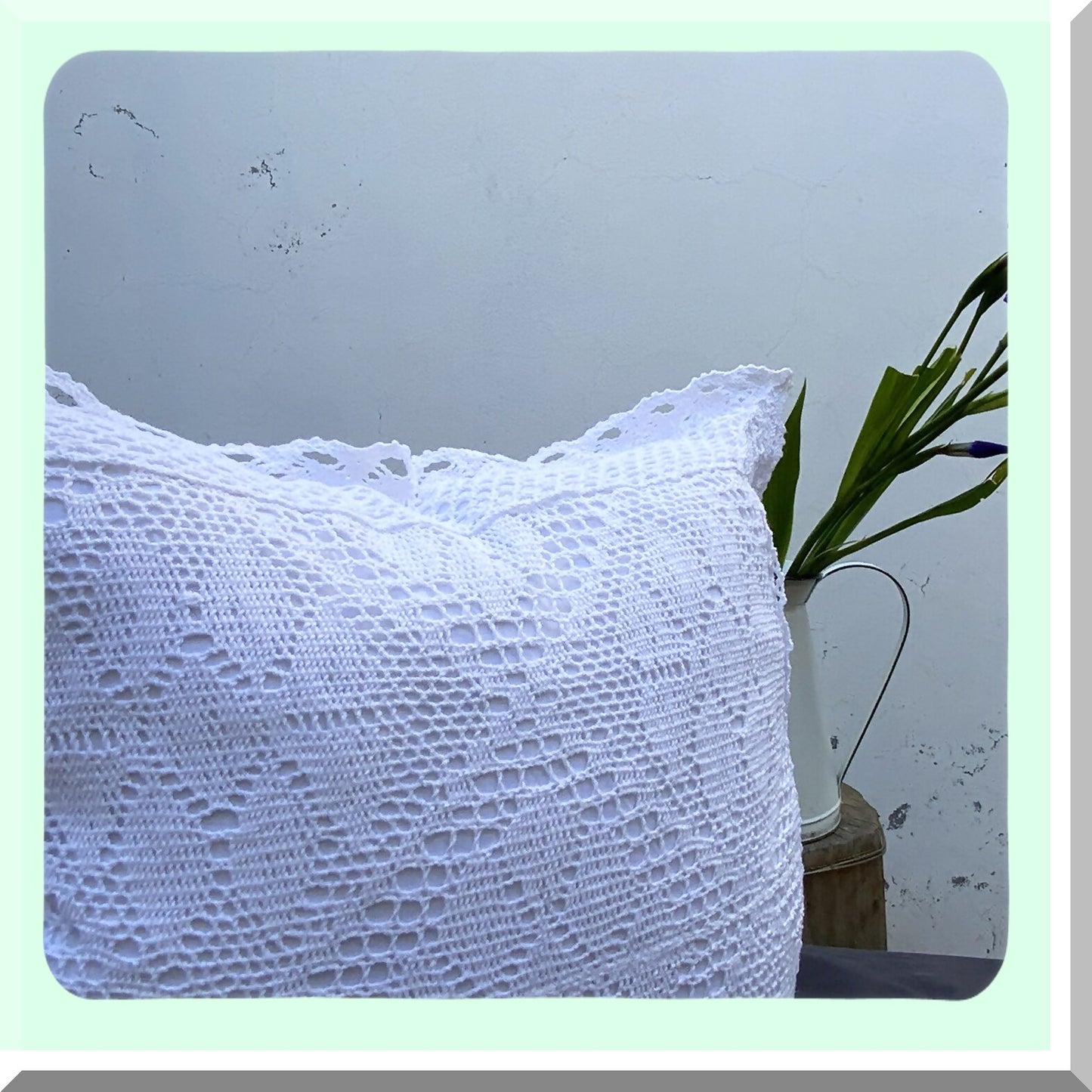Vintage Lace Floral Pillow Cover - 18 Inch White Cotton Crochet Throw Pillow Case for Sofa & Bed Decor - Decorative Home Accent