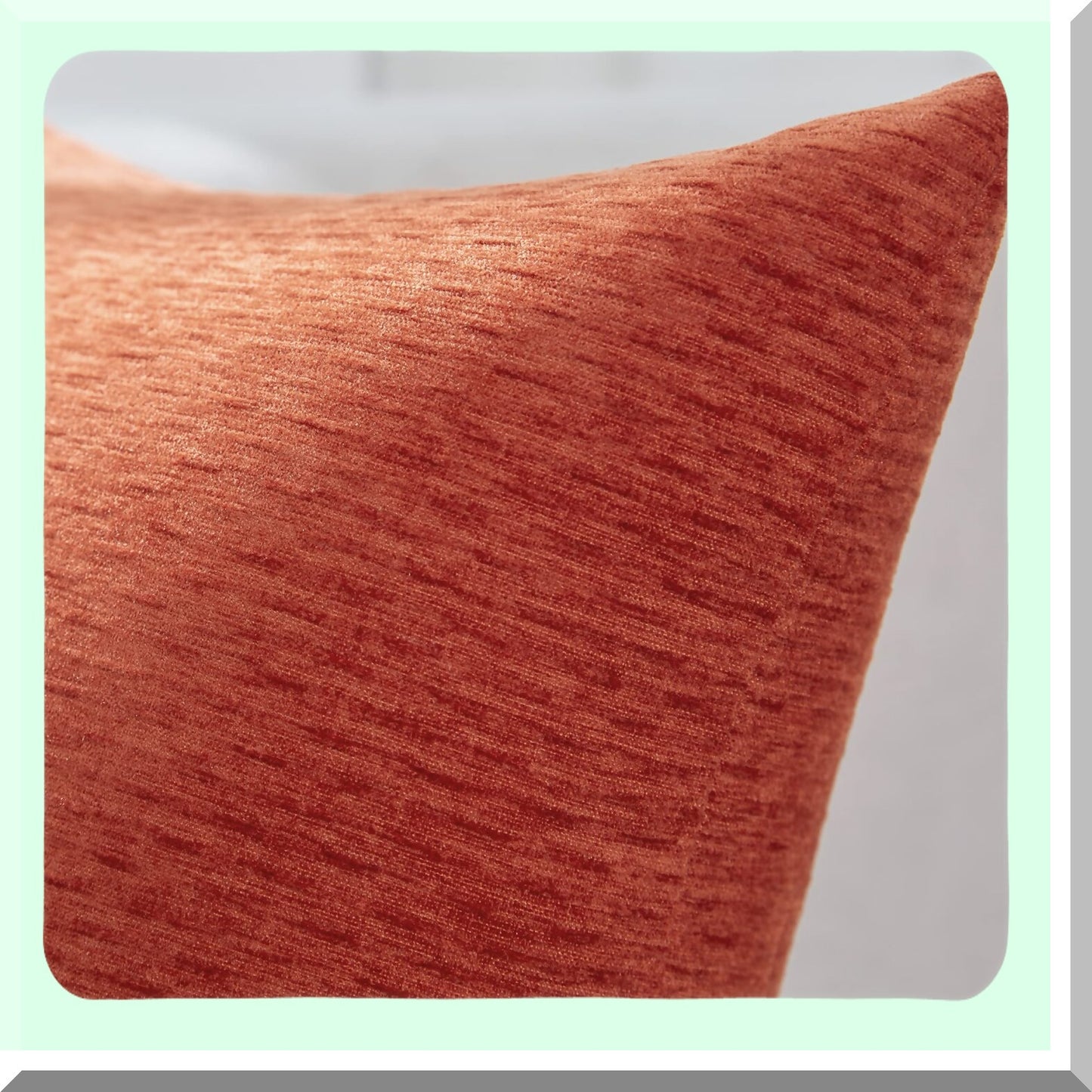 Autumn Harvest Chenille Pillow Covers - Set of 2 18x18 Inch Burnt Orange Decorative Throw Cushion Covers for Seasonal Fall Farmhouse Home Decor