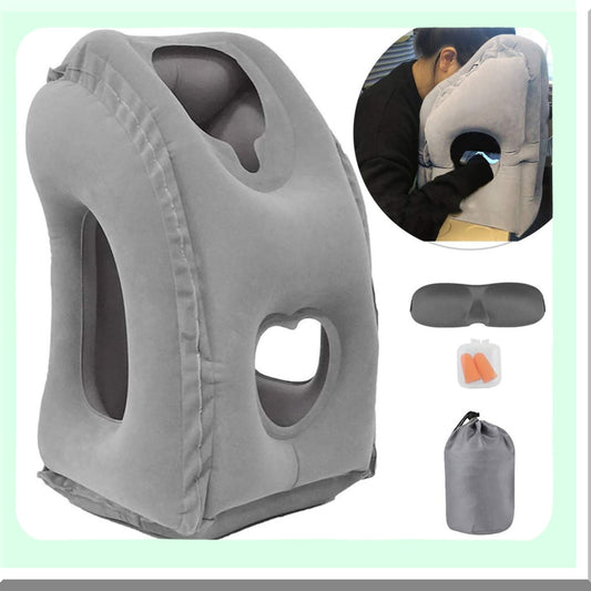 TravelEase Comfort Air Pillow - Inflatable Neck Support for Sleeping, Head and Lumbar Pain Relief - Portable Cushion for Airplane, Car, Bus, Office - Grey Color