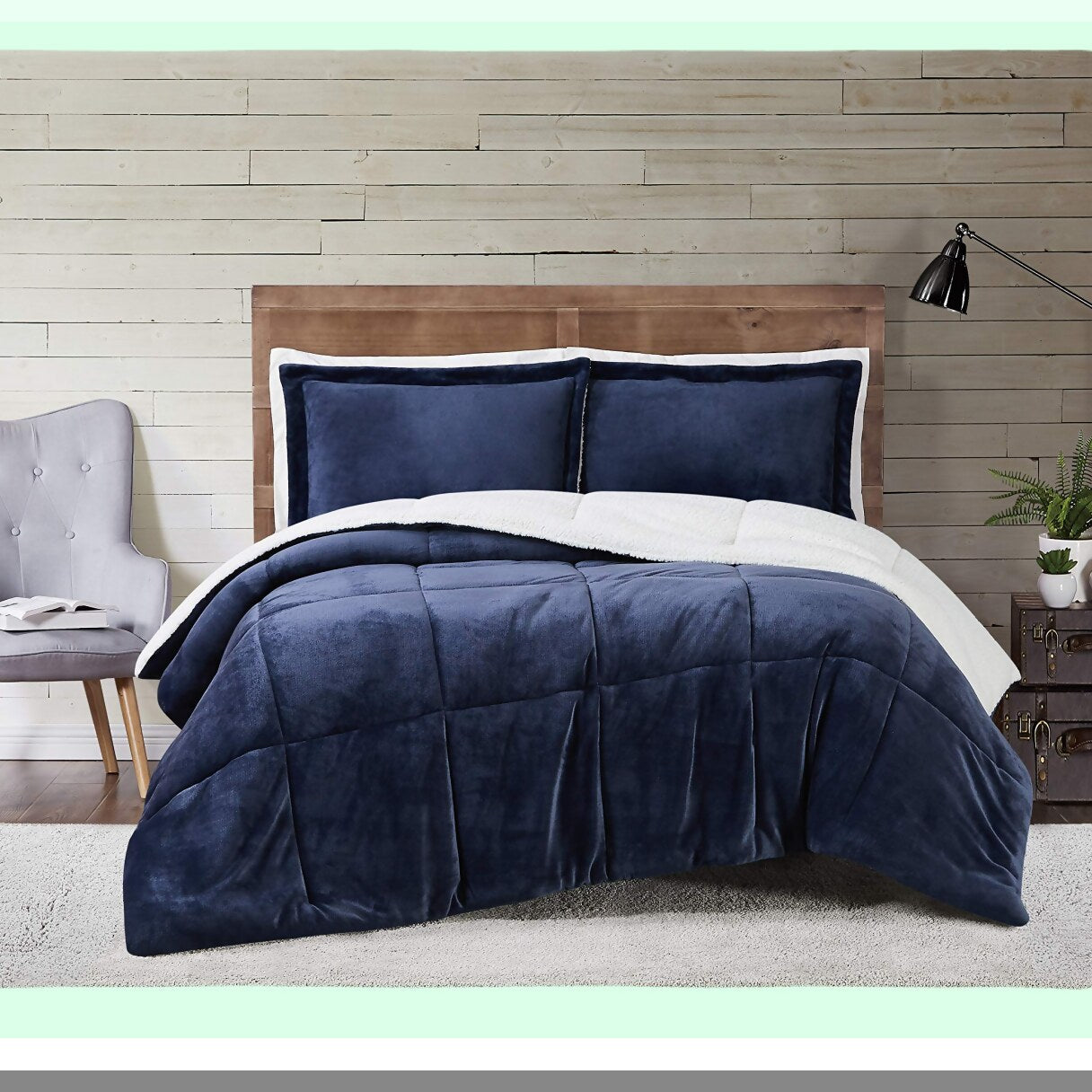 Indigo Bliss Plush Comforter Set - Soft, Warm, Cuddle-Worthy Full/Queen Size Bedding for Ultimate Coziness and Relaxation