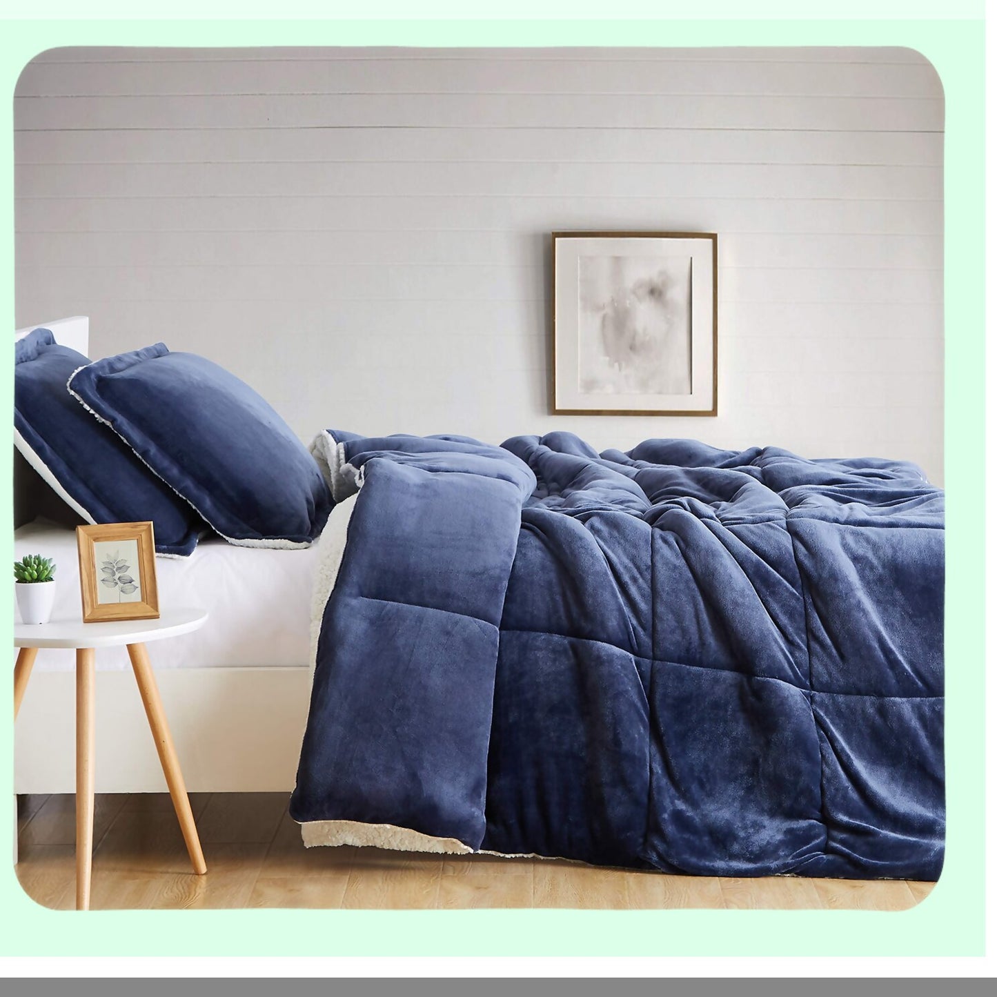 Indigo Bliss Plush Comforter Set - Soft, Warm, Cuddle-Worthy Full/Queen Size Bedding for Ultimate Coziness and Relaxation